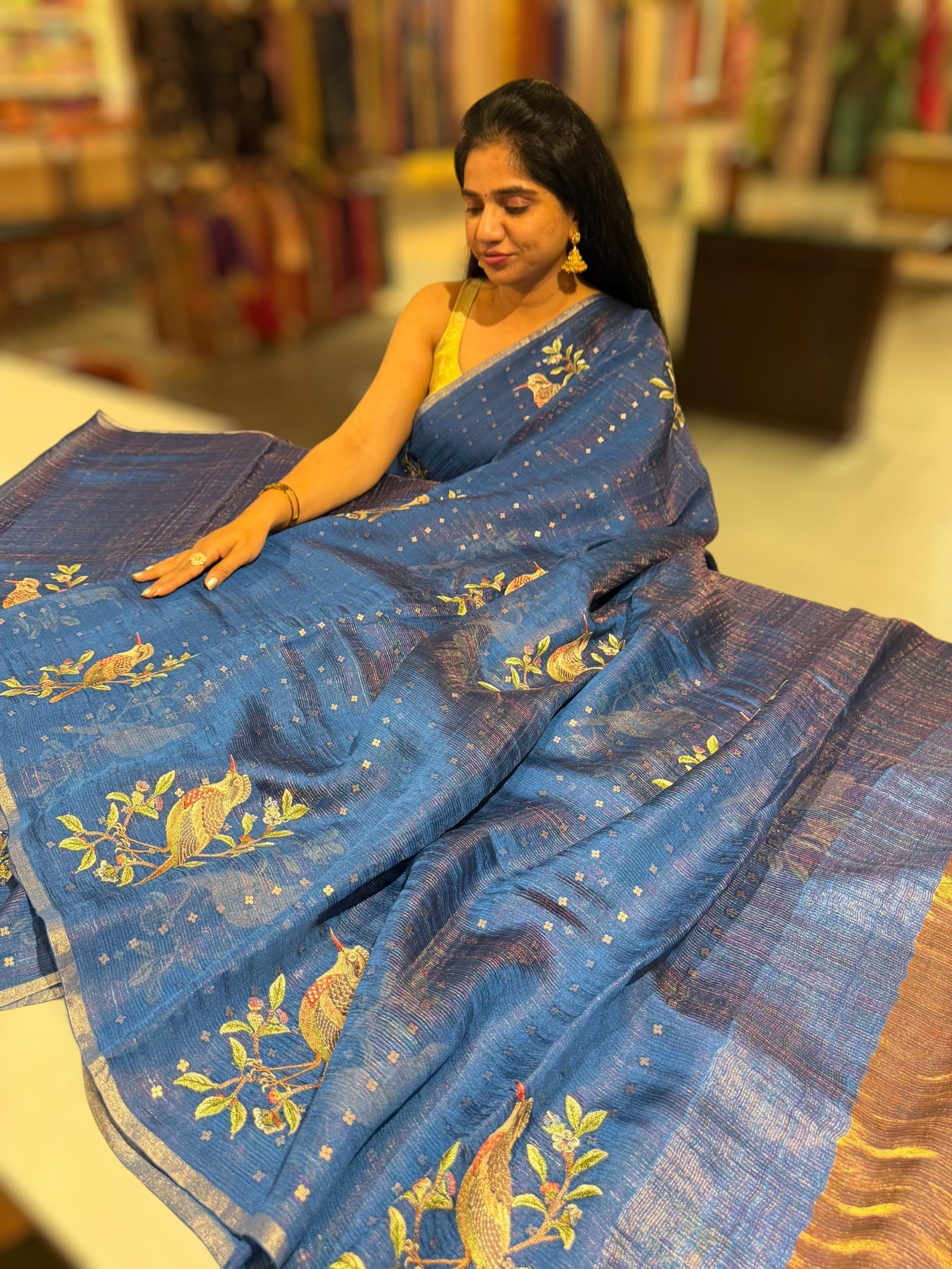 Blue Tussar Kota Saree byloom Saree