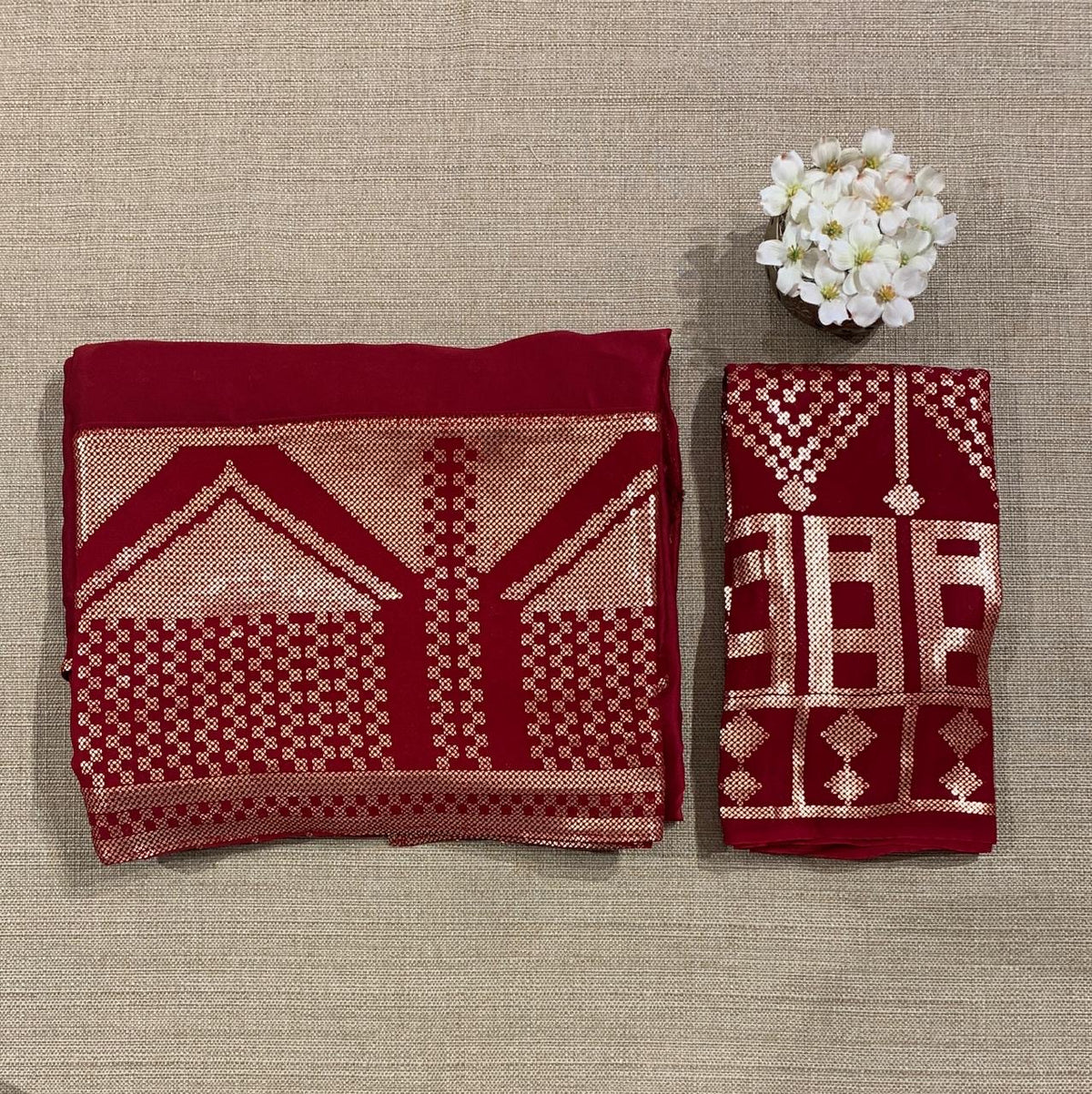 Dark Pink Pure Satin Saree with designer sequence border and blouse