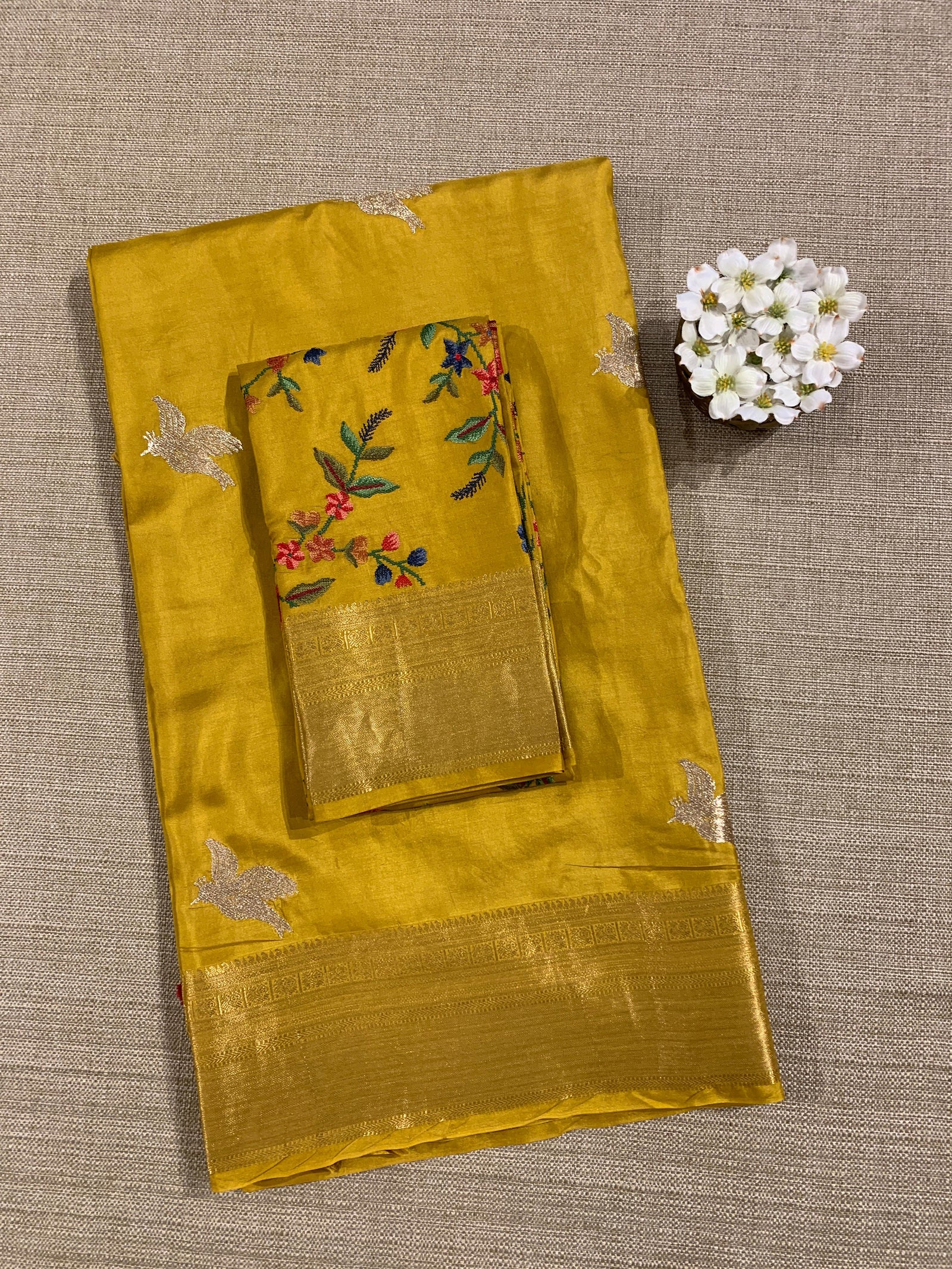 Mustard Kanchi Soft Drape Saree