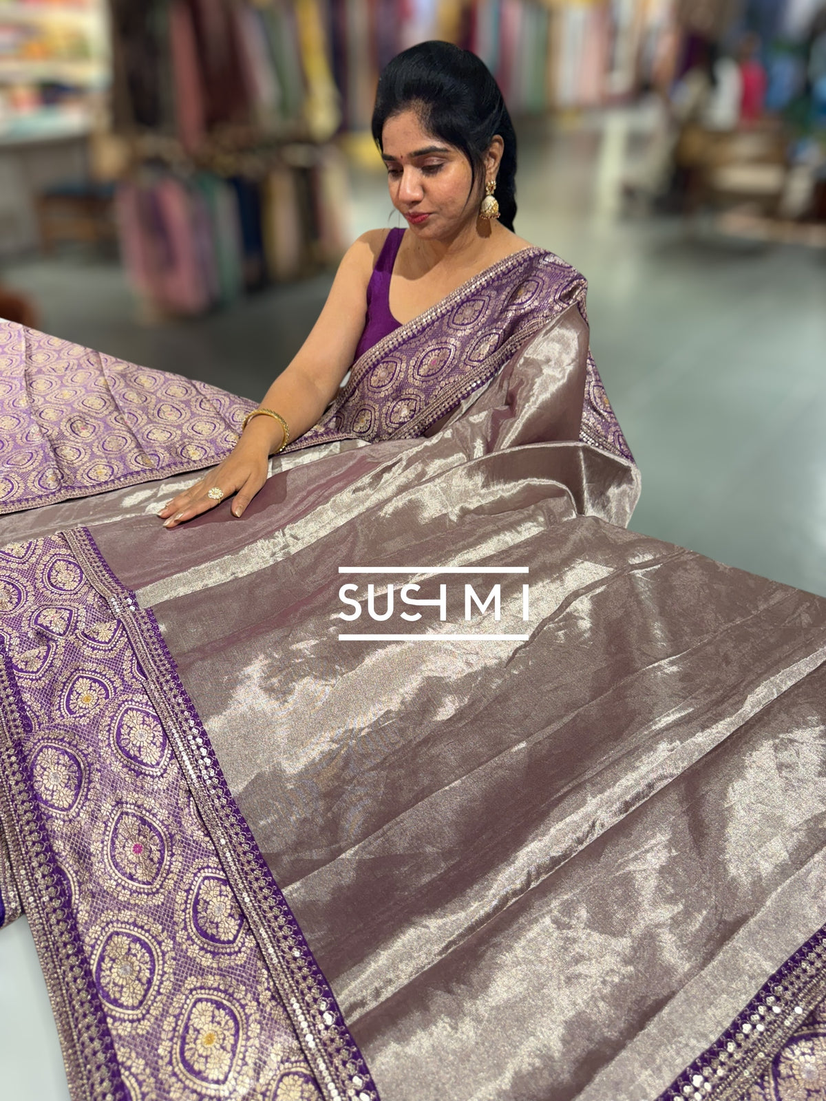 Lilac Fusion Banarasi Tissue Saree : S62109