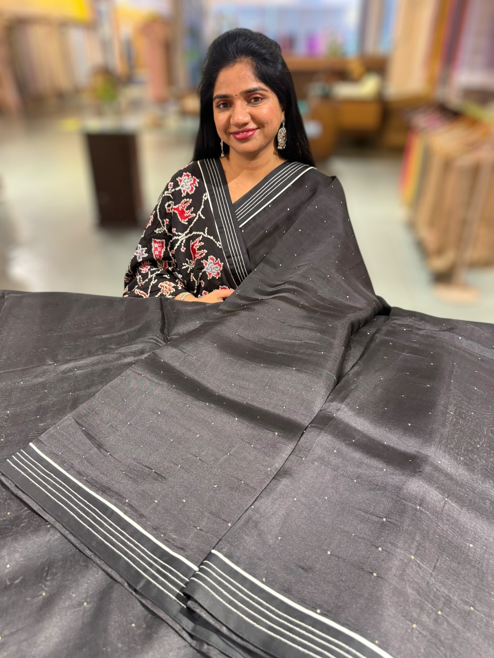 Black Organza Saree with embroidered blouse
