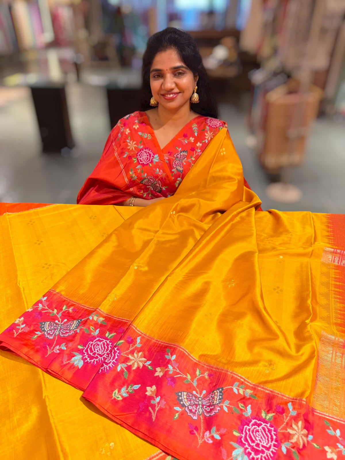 Kanchi Soft Silk Saree with petite point embroidered border