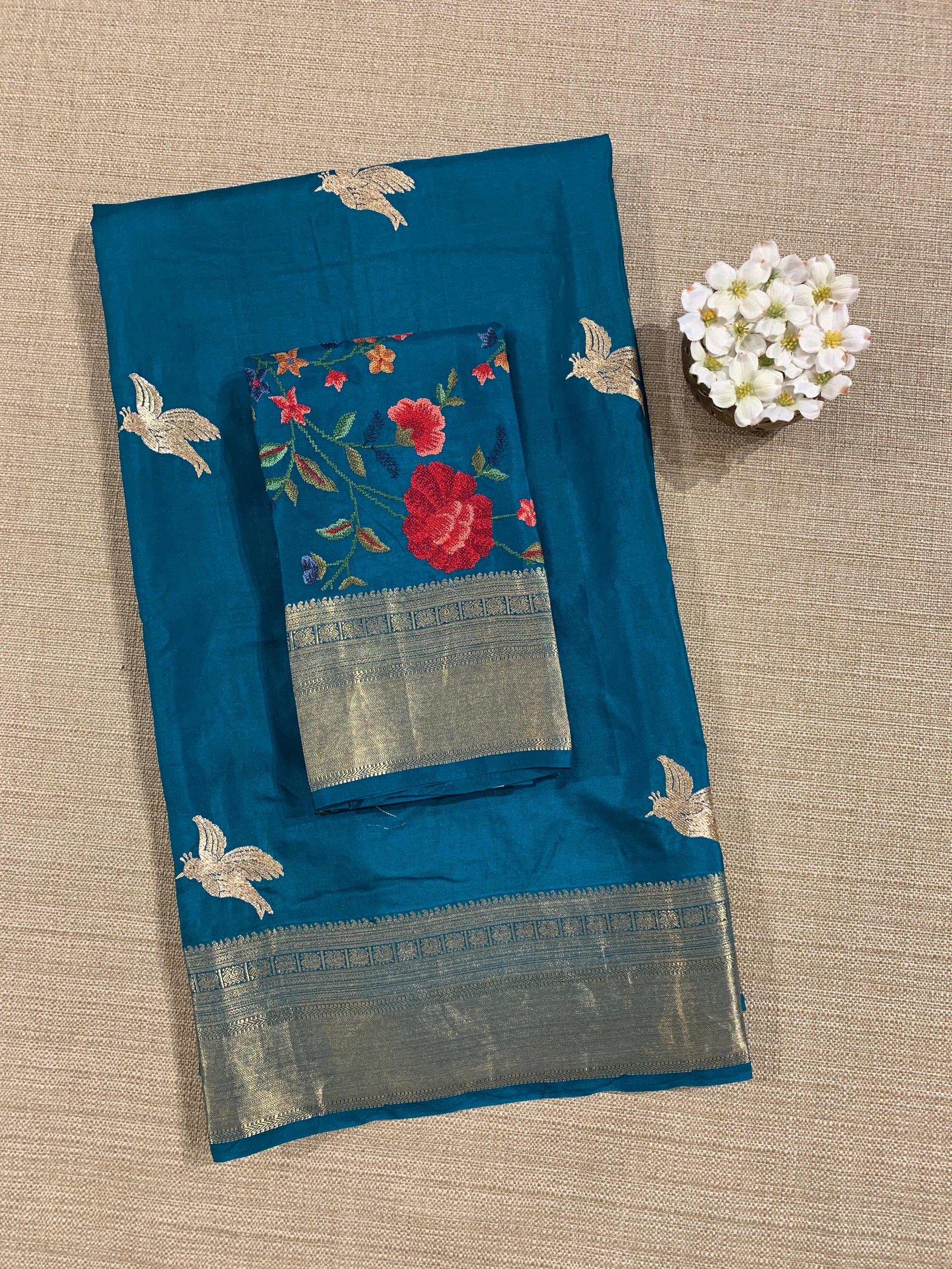 Peacock Blue Kanchi Soft Drape Saree