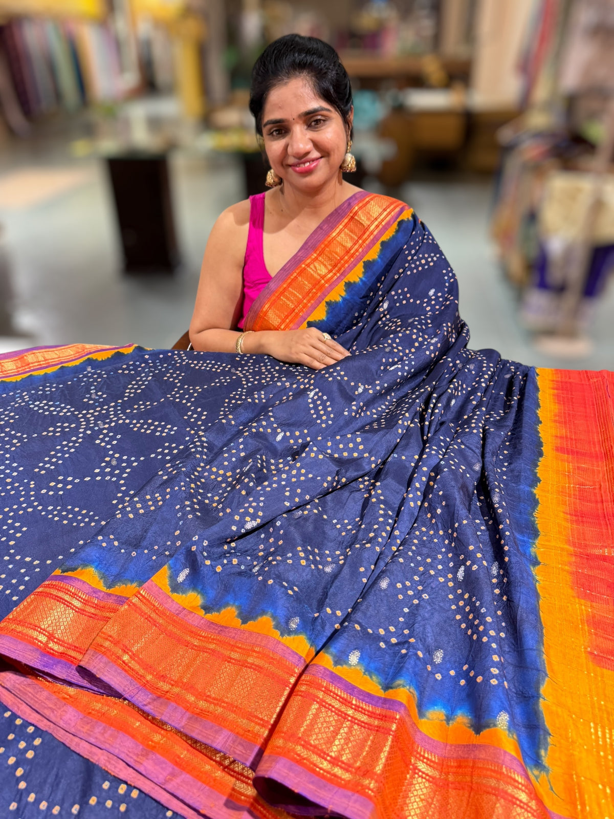 Pure handloom Bandhini paithani saree