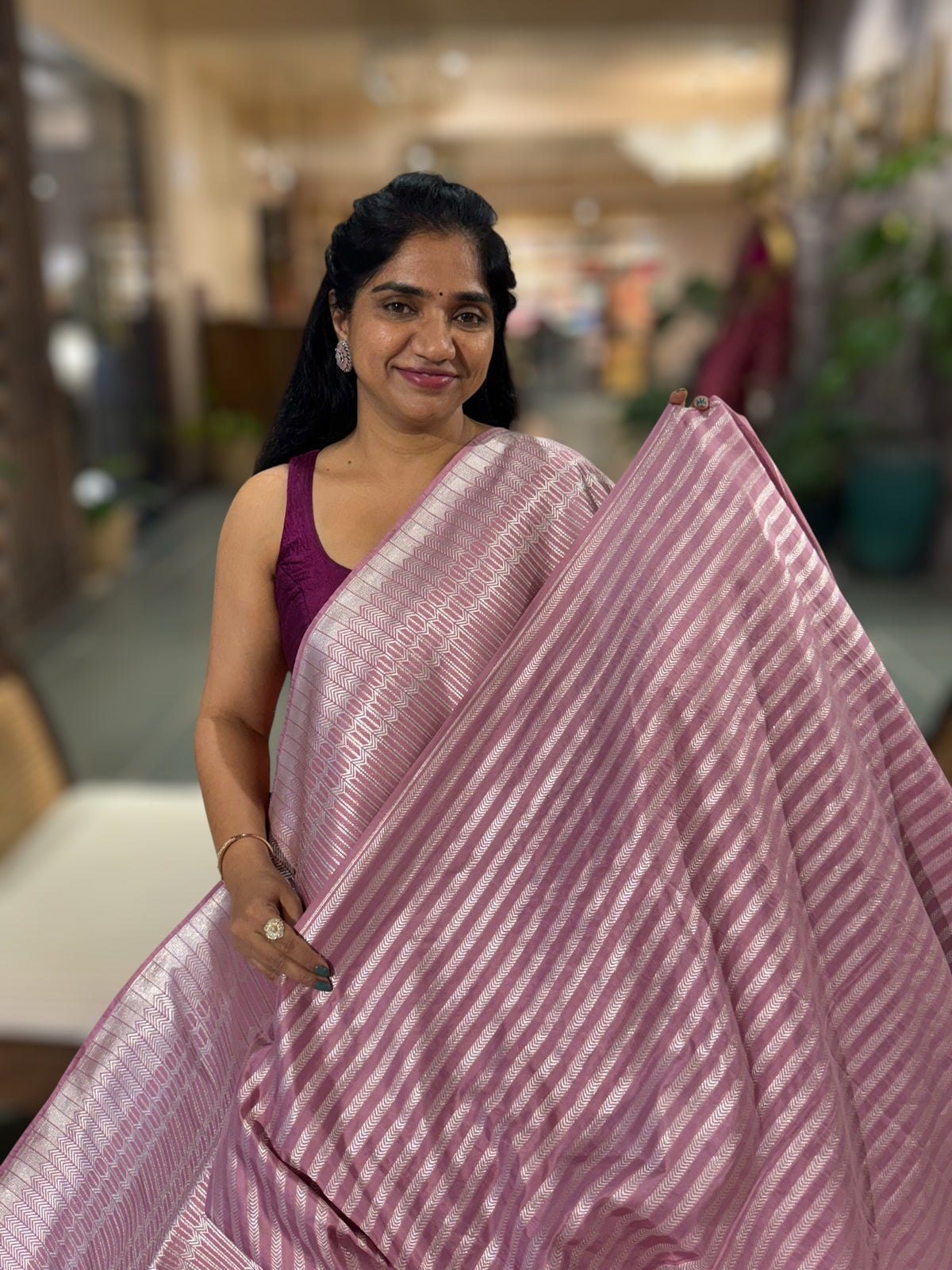 Dusty Rose Banarasi Ektara Silk Saree