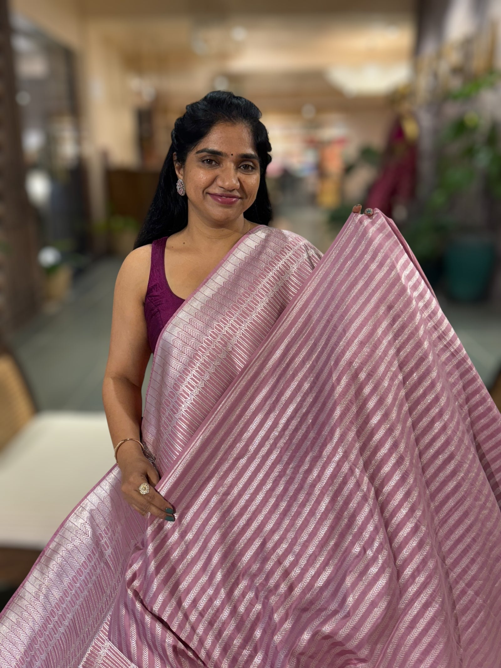 Dusty Rose Banarasi Ektara Silk Saree