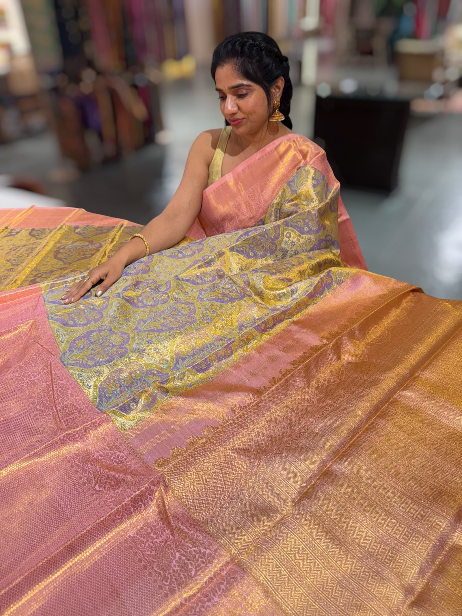 Kanjeevaram Tissue meenakari saree