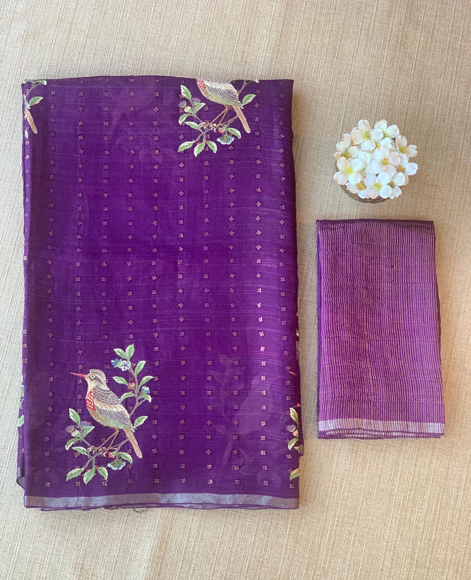 Purple Tussar Kota Saree byloom Saree