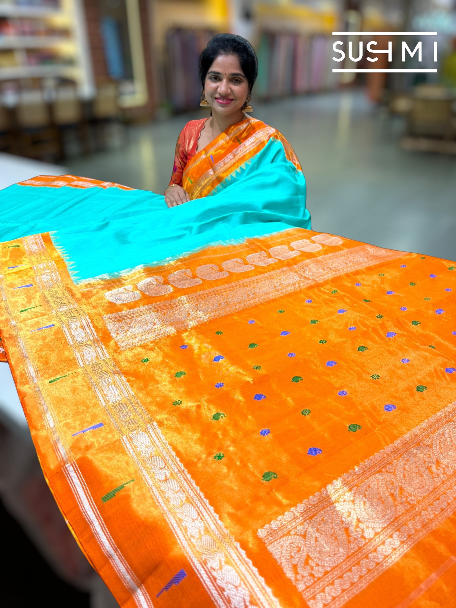 SeaGreen Gadwal Paithani Saree : S62F181