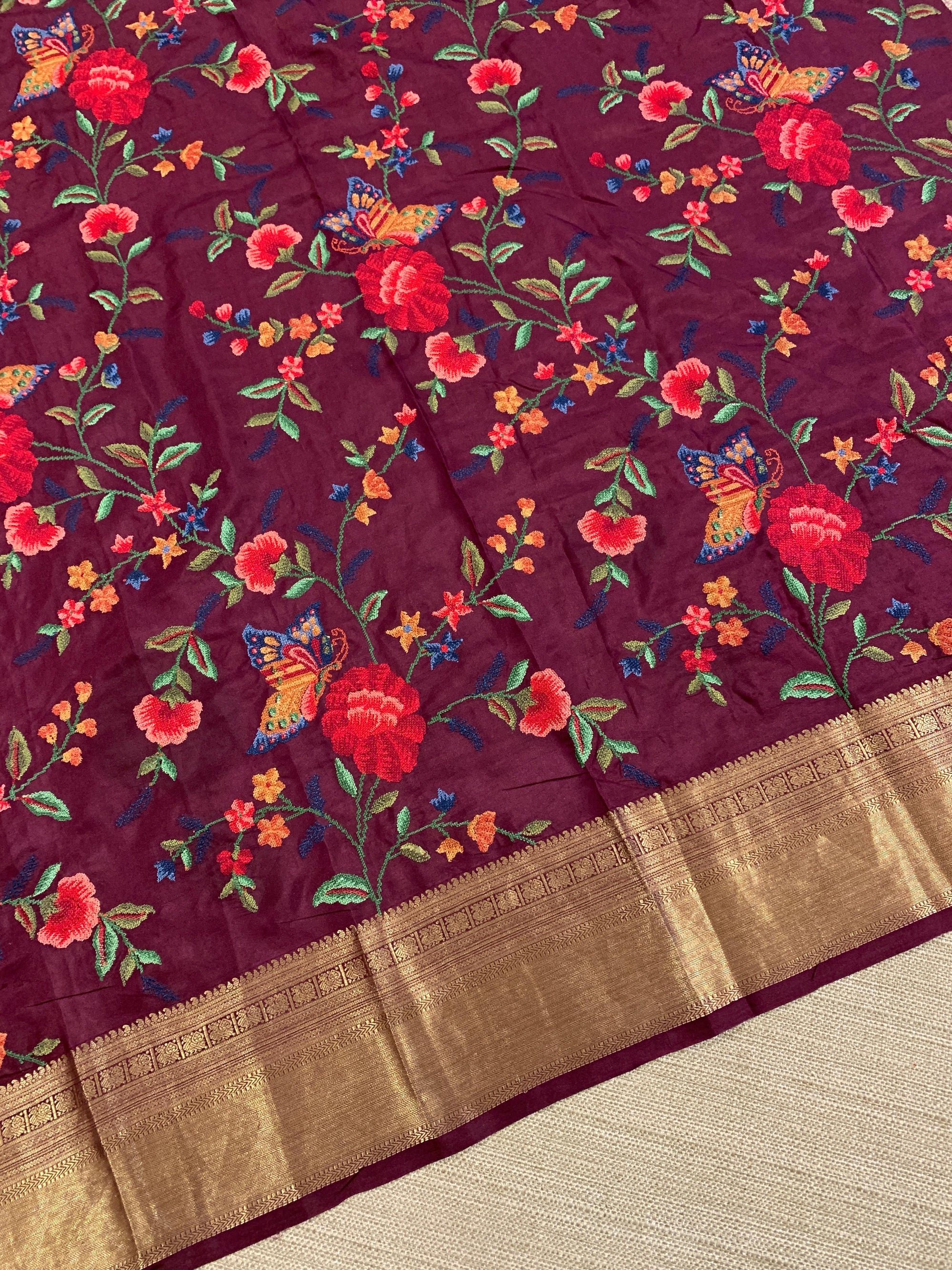 Winish Brown Kanchi Soft Drape Saree. SKU: KBIRD06