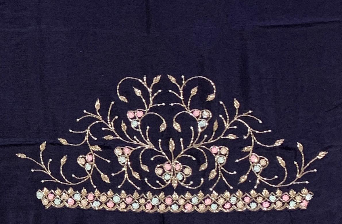 Tissue Gorgette Saree With Handwork Border and Blouse.