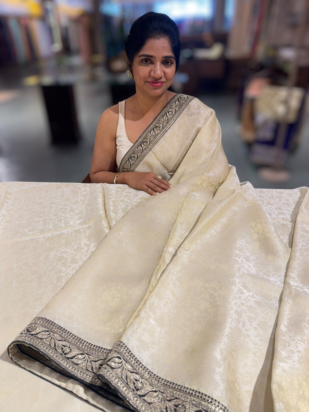Ivory Banarasi brocade Tissue