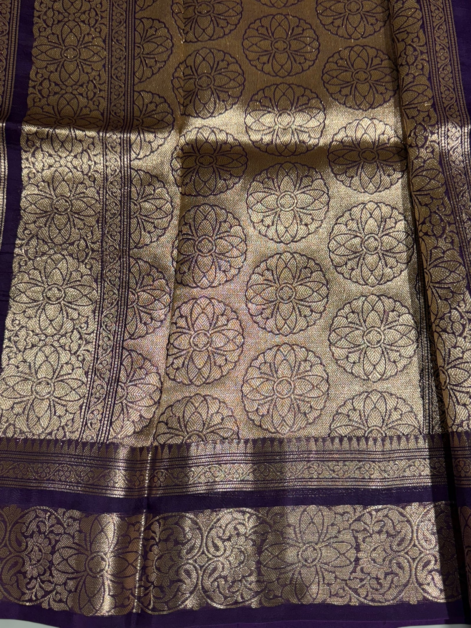Violet monotone look Kora Banarasi Saree