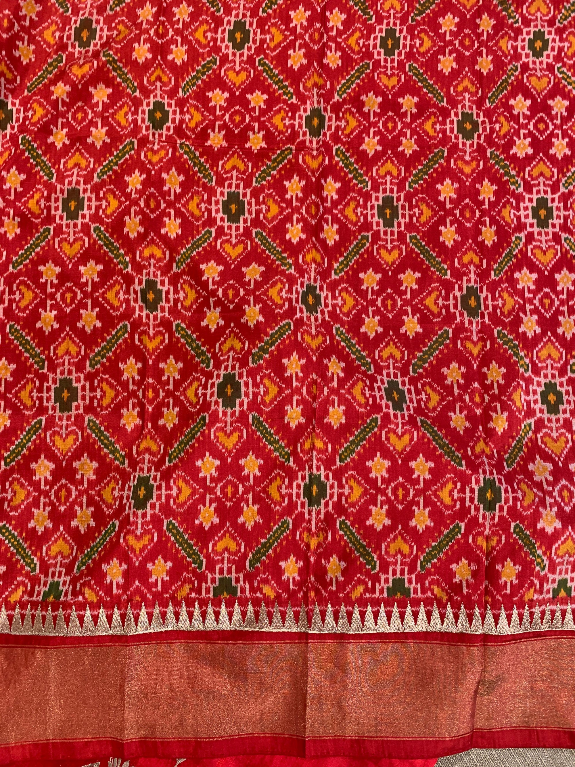 Red Pure Handloom Raw Silk Saree
