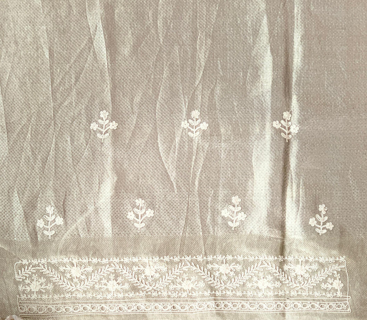 Silver Tissue Brocade Kanjeevaram with embroidery D62F038