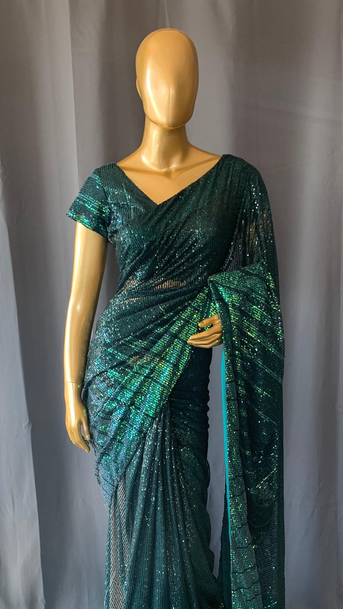 Georgette sequence saree with stitched blouses : DSCL005