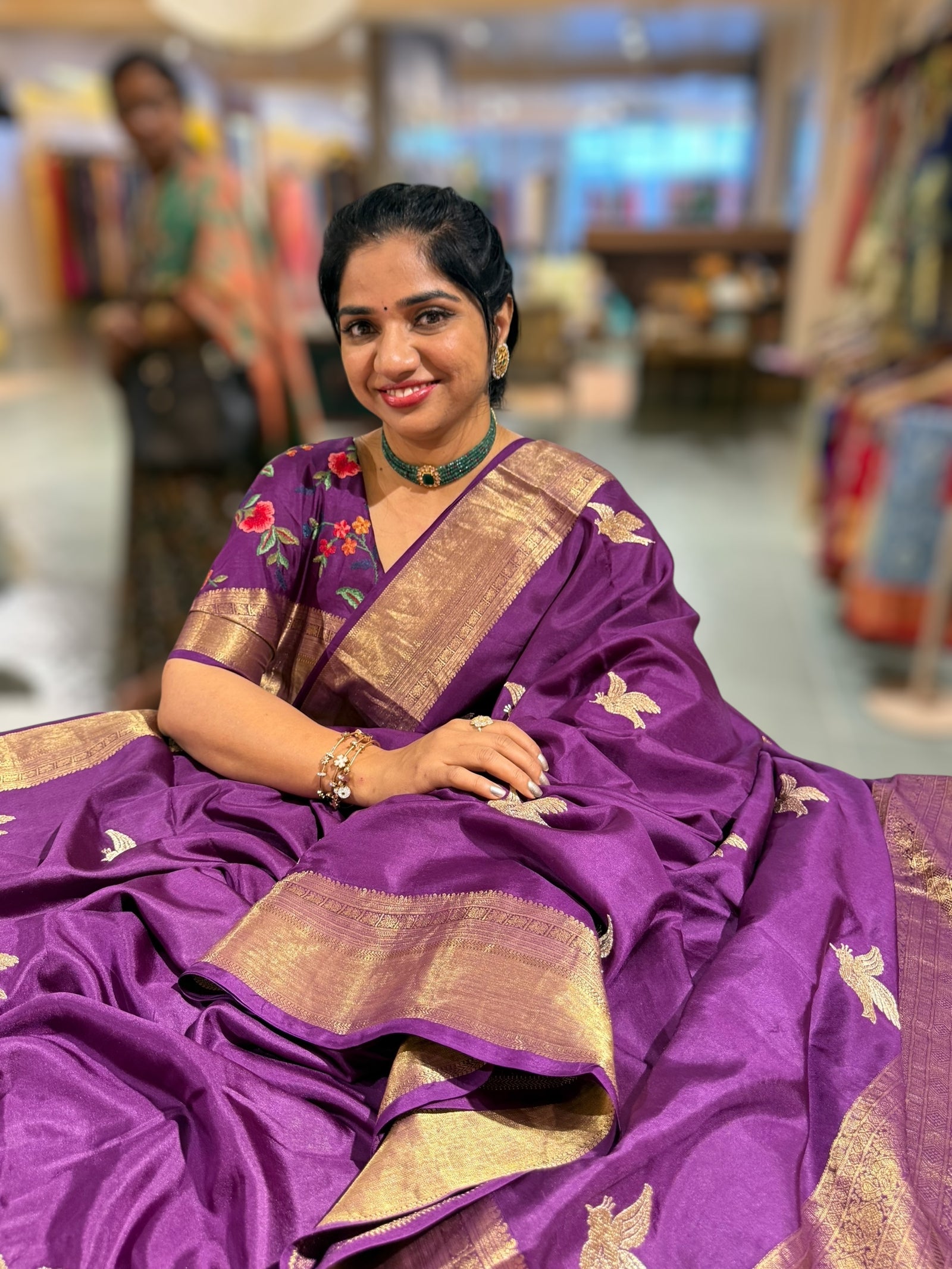Brinjal Kanchi Soft Drape Saree