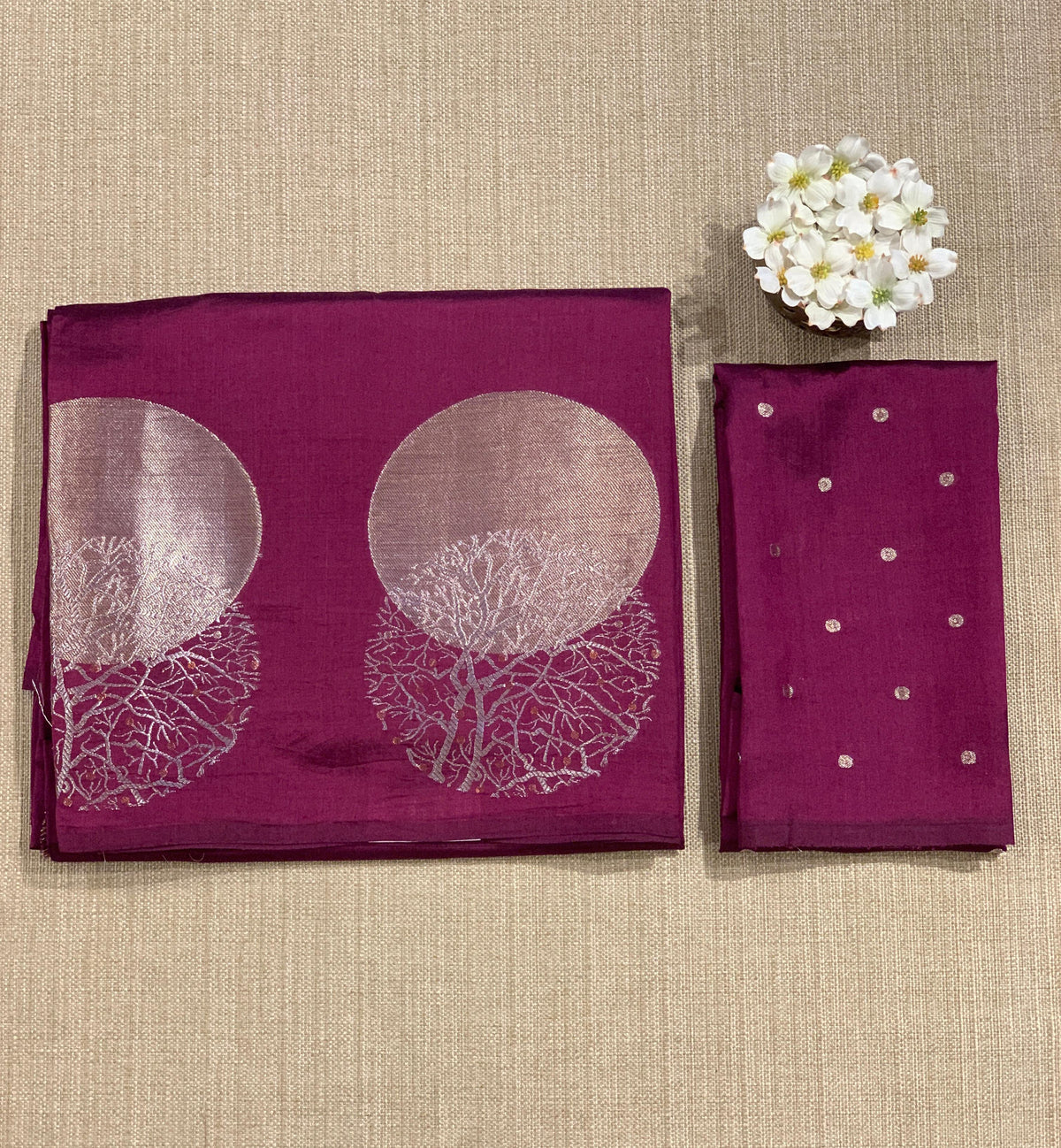 Grape Wine Banarasi Chiniya Silk with contemporary Borders