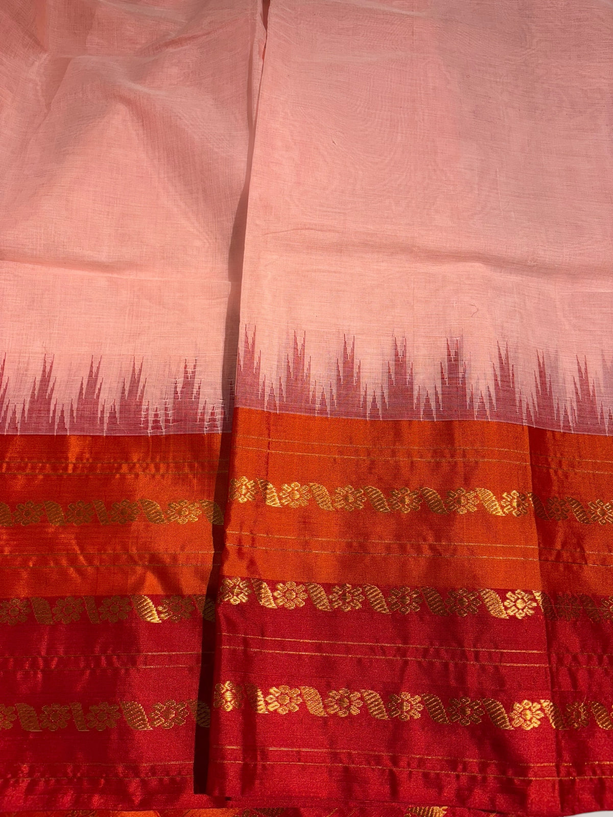 Peach ponduru khadi jamdani Saree