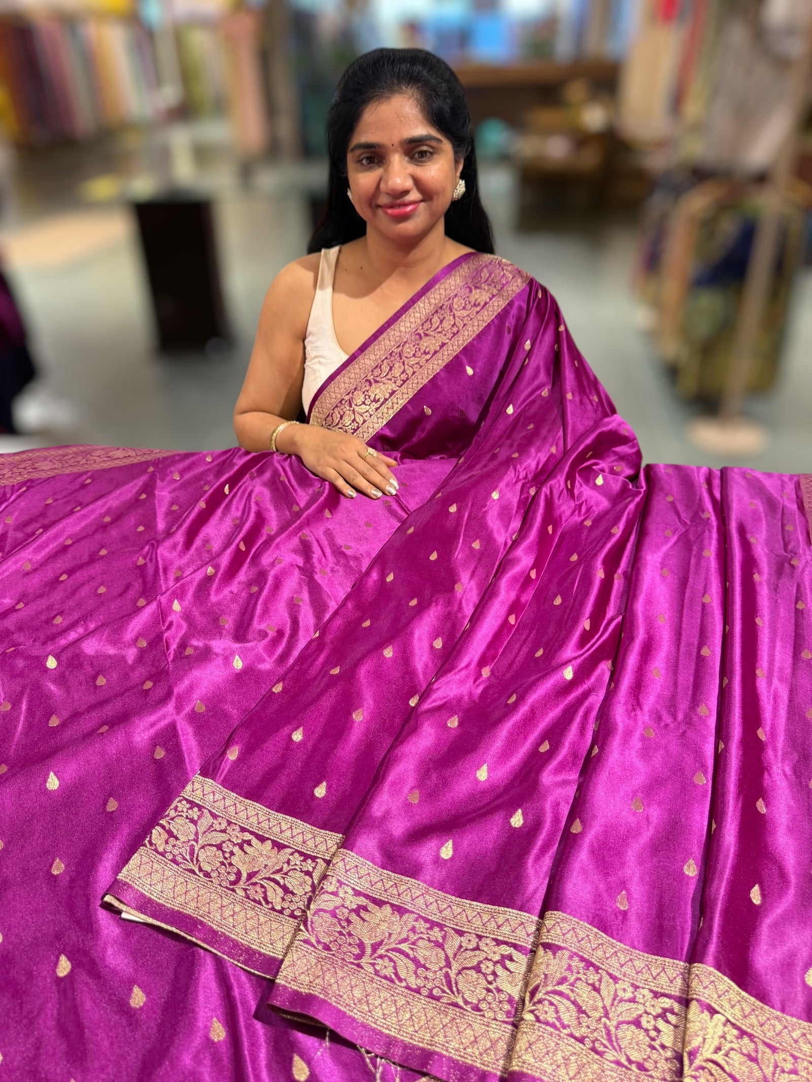 Majenta Mashru Silk Saree