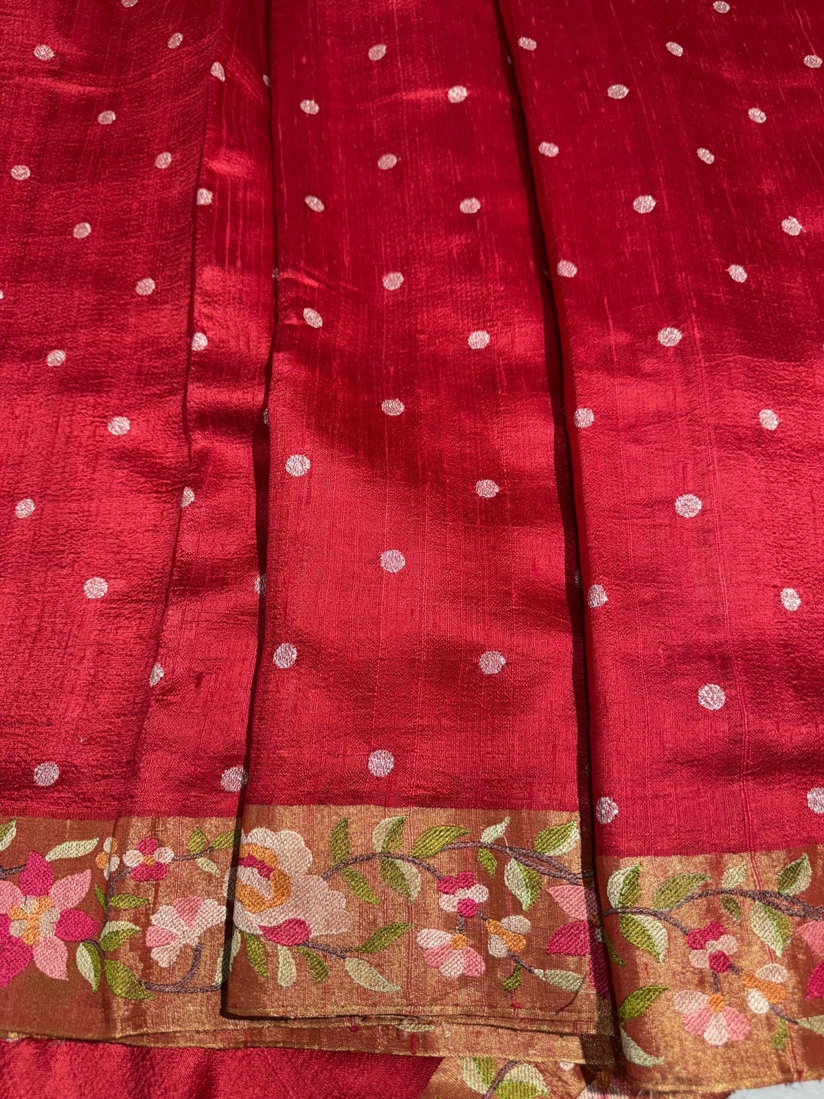 Dusty Red Raw Silk Saree with Embroidery