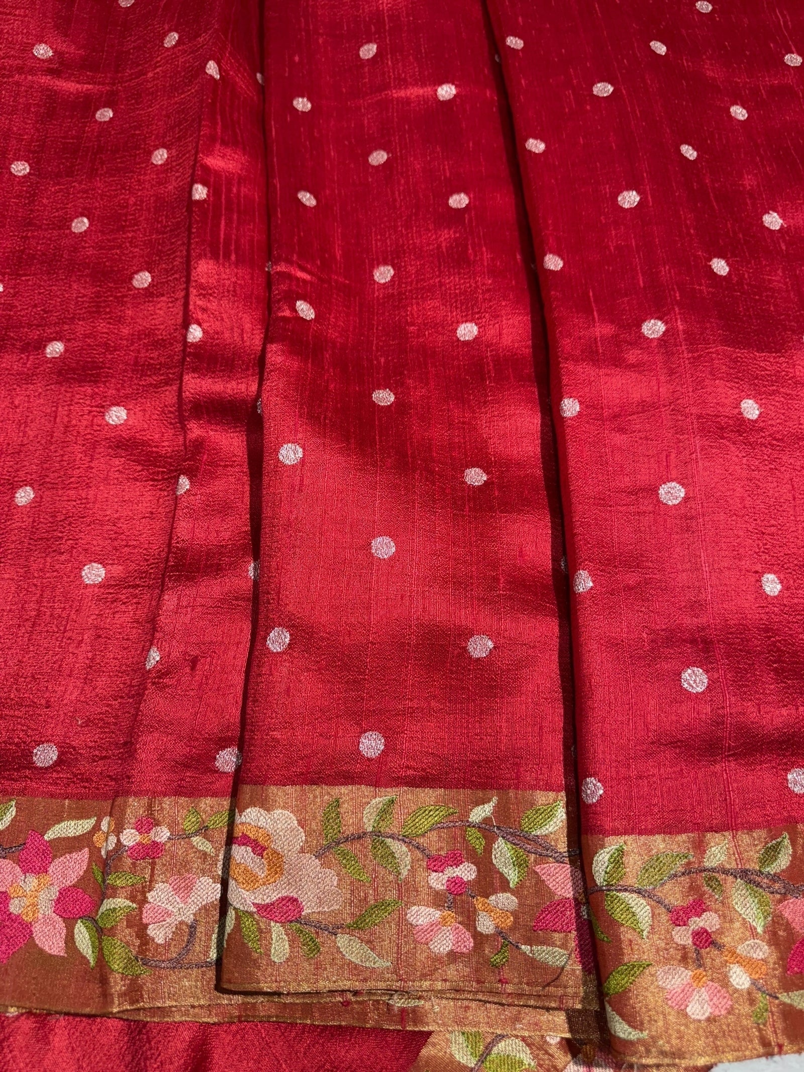 Dusty Red Raw Silk Saree with Embroidery