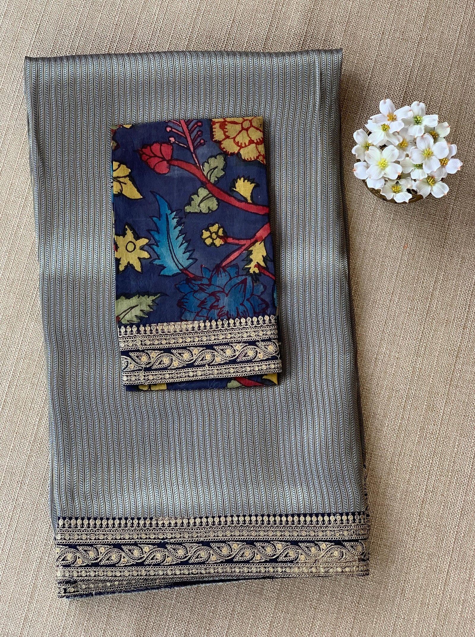 Dark Violet Banarasi tonchoi brocade with sabyasachi borders and pen kalamkari Blouses