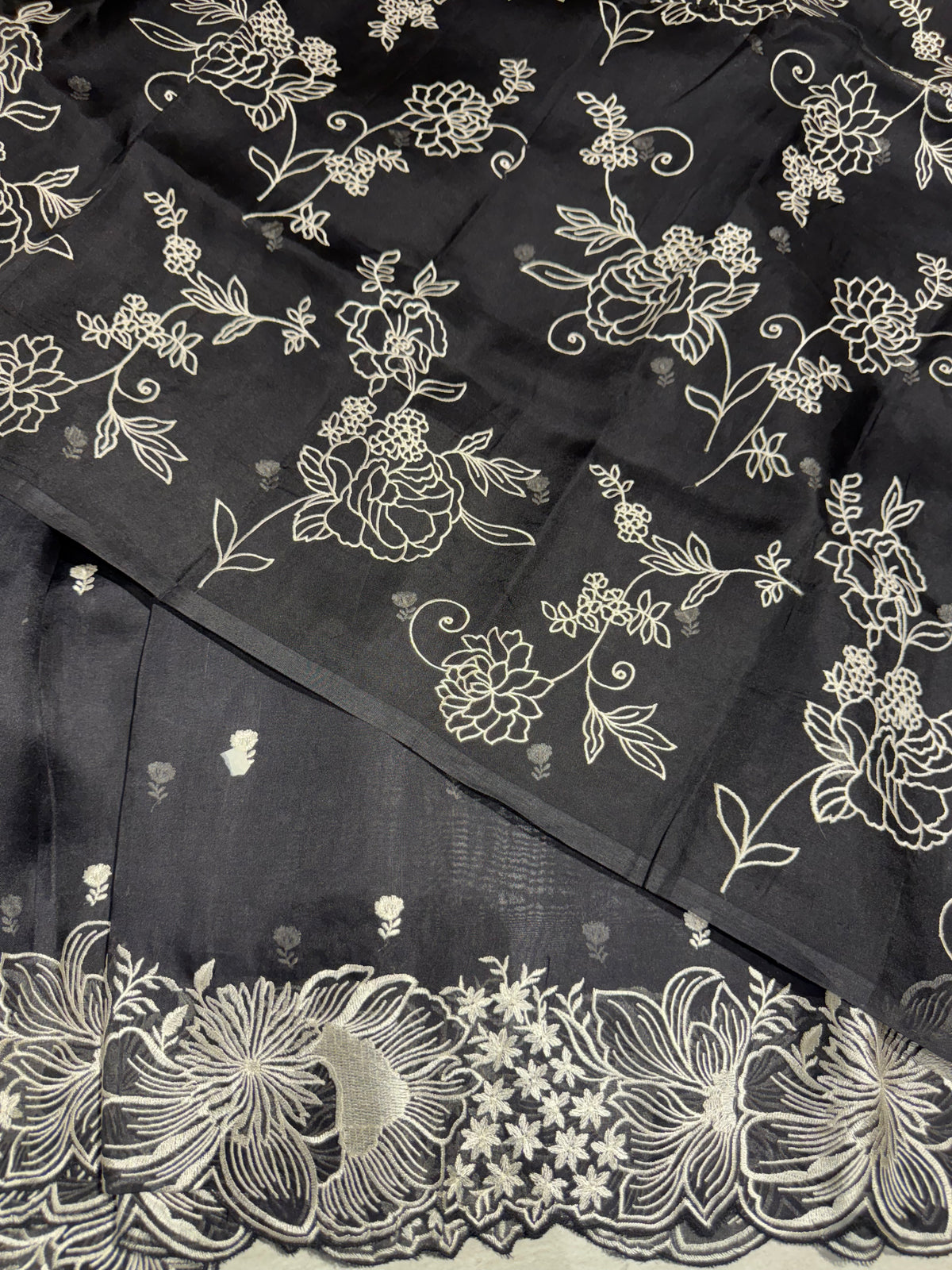 Black Organza with embroidery