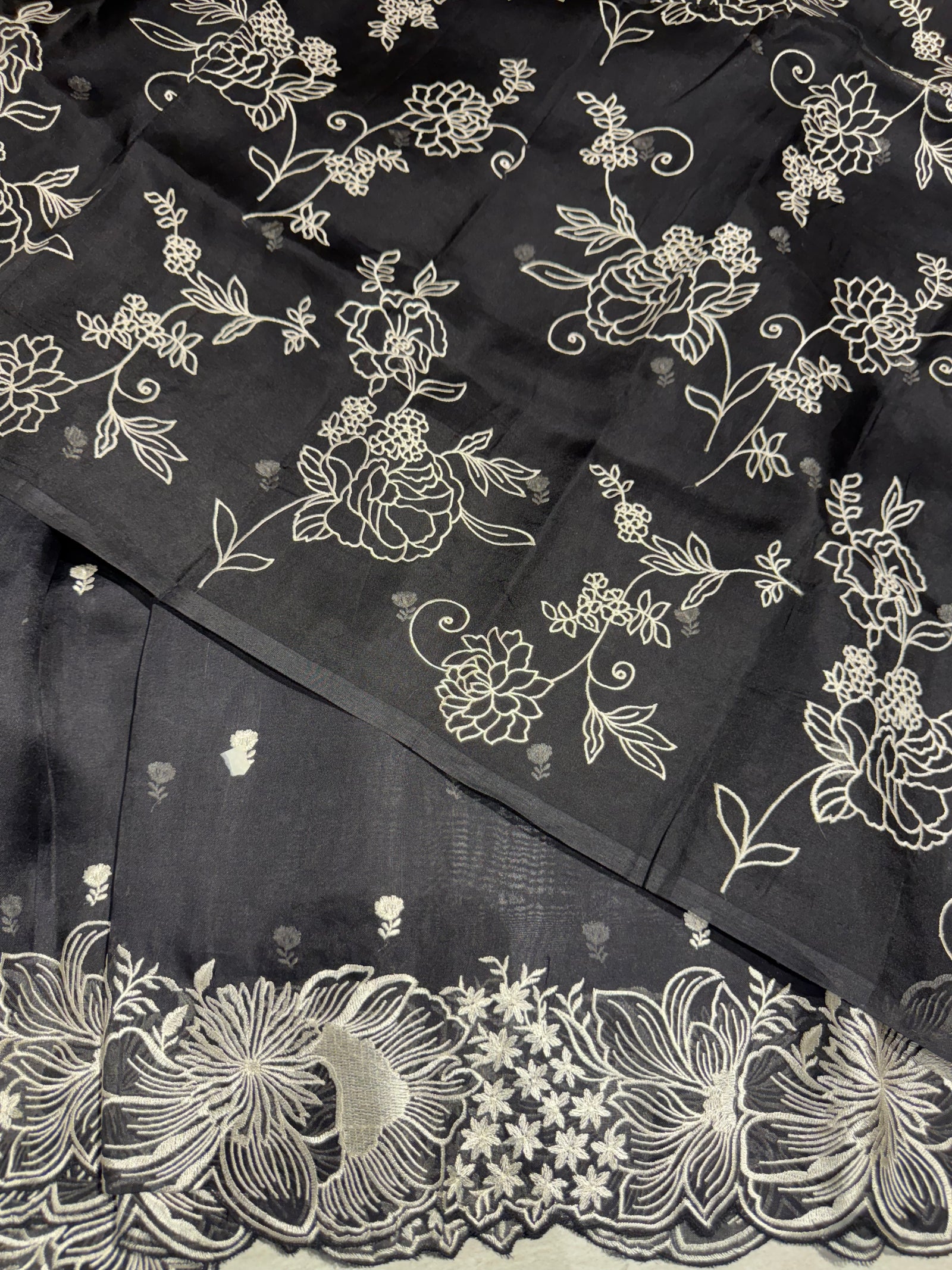 Black Organza with embroidery