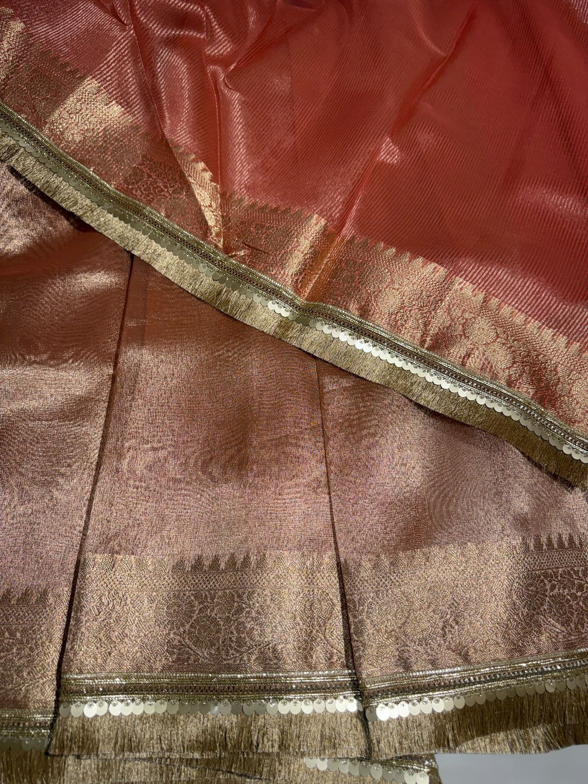 Peach Banarasi Tissue Saree