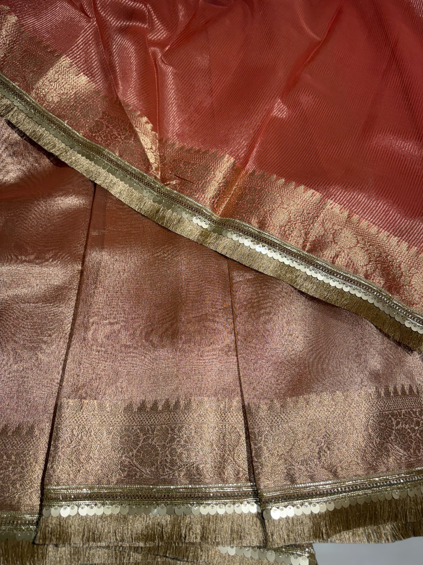 Peach Banarasi Tissue Saree