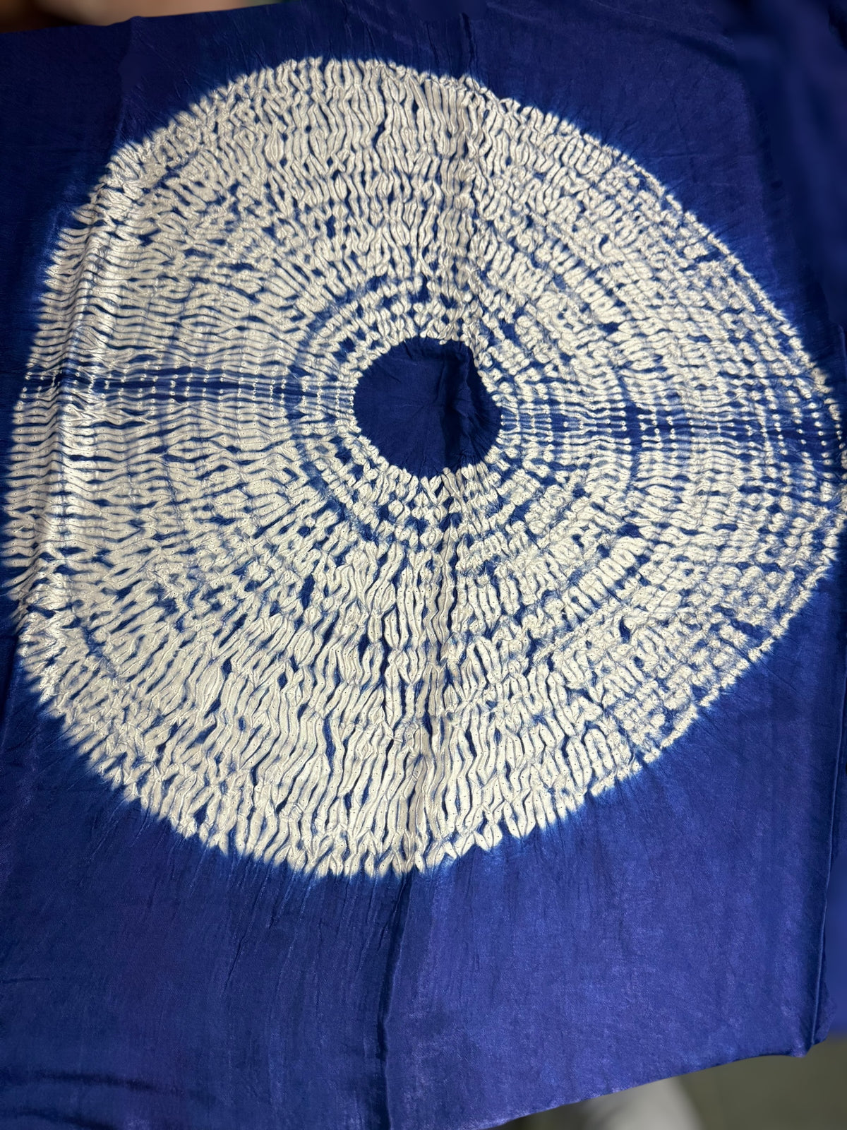 Blue gajji silk saree with bandhini circular pallu