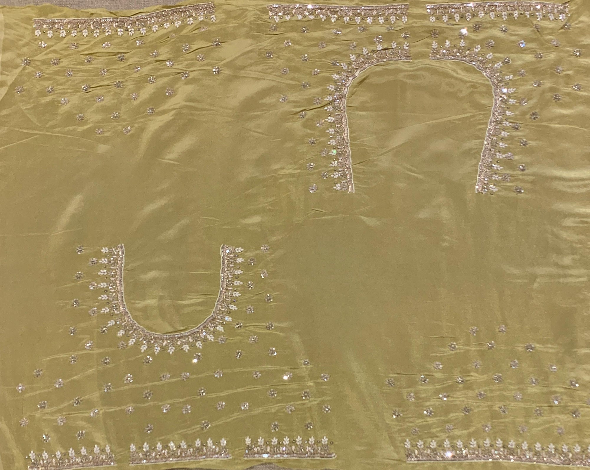 Pastel Yellow Tissue Gorgette Saree With Hanwork Border and Blouse.