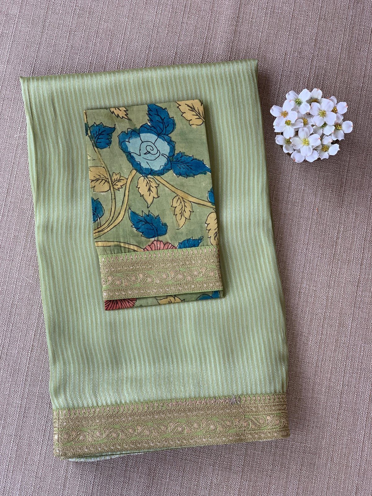 Mint Banarasi tonchoi brocade with sabyasachi borders and pen kalamkari Blouses
