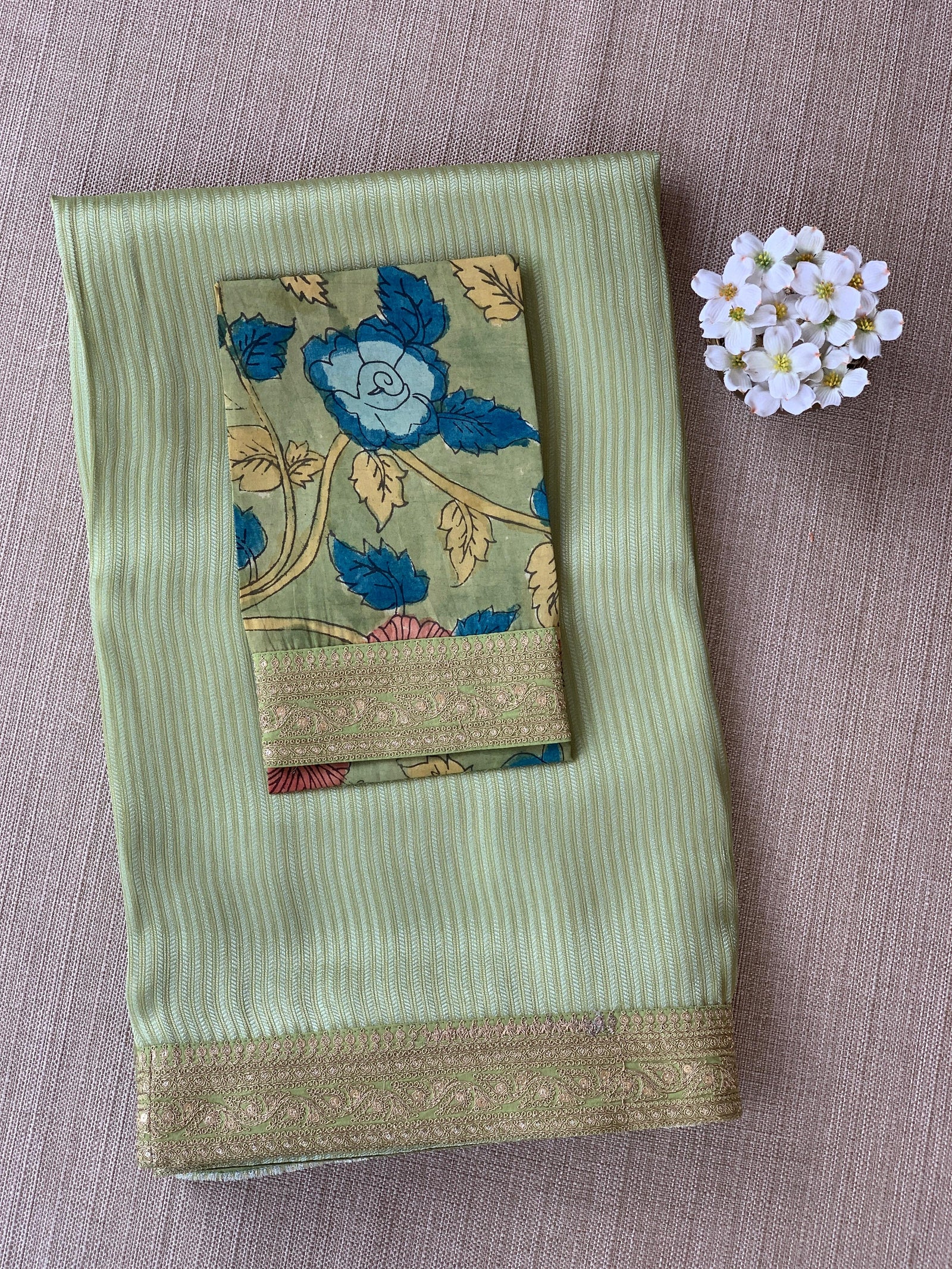 Mint Banarasi tonchoi brocade with sabyasachi borders and pen kalamkari Blouses