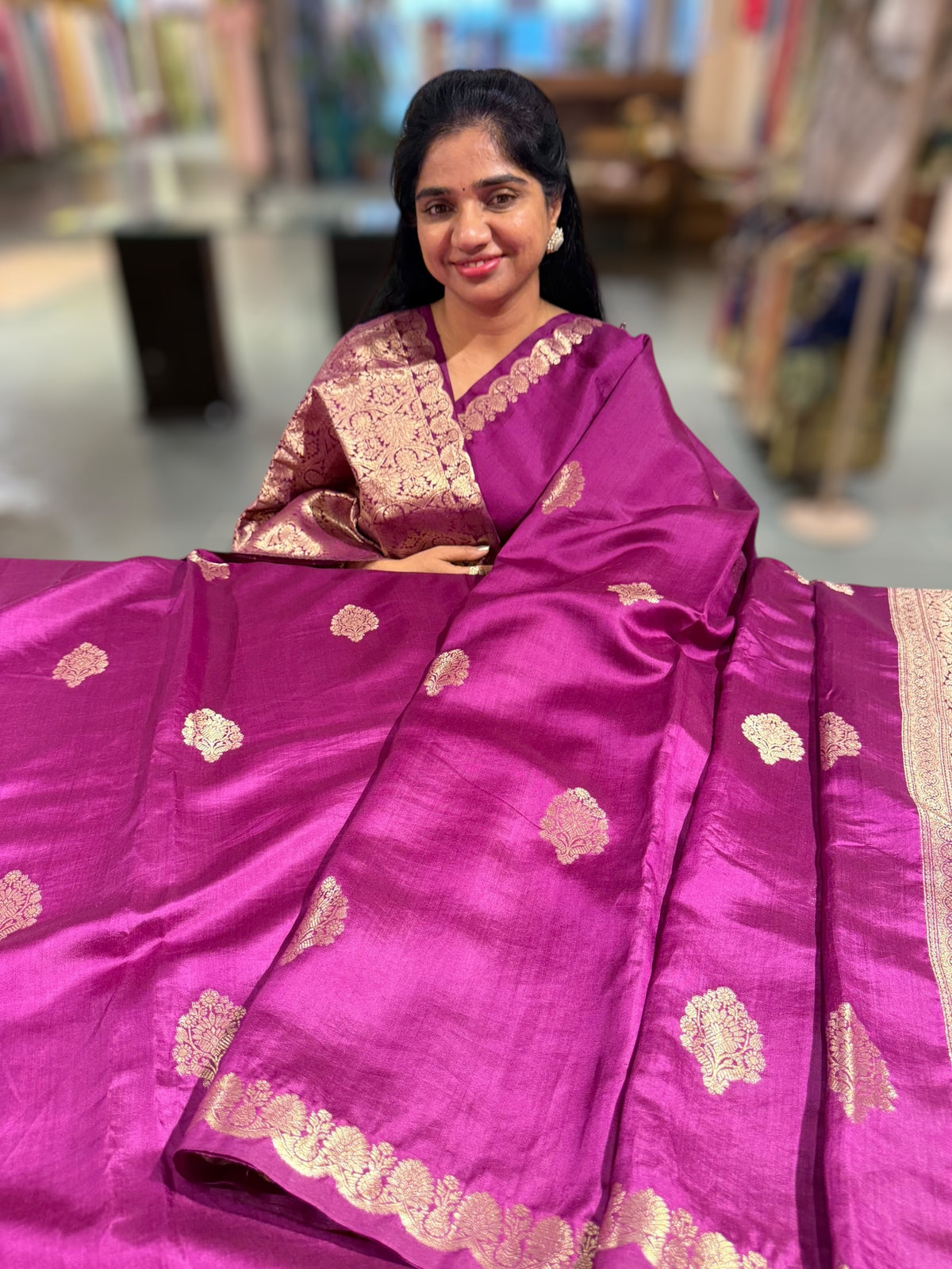 Majenta Purple Banarasi Puna Silk Saree