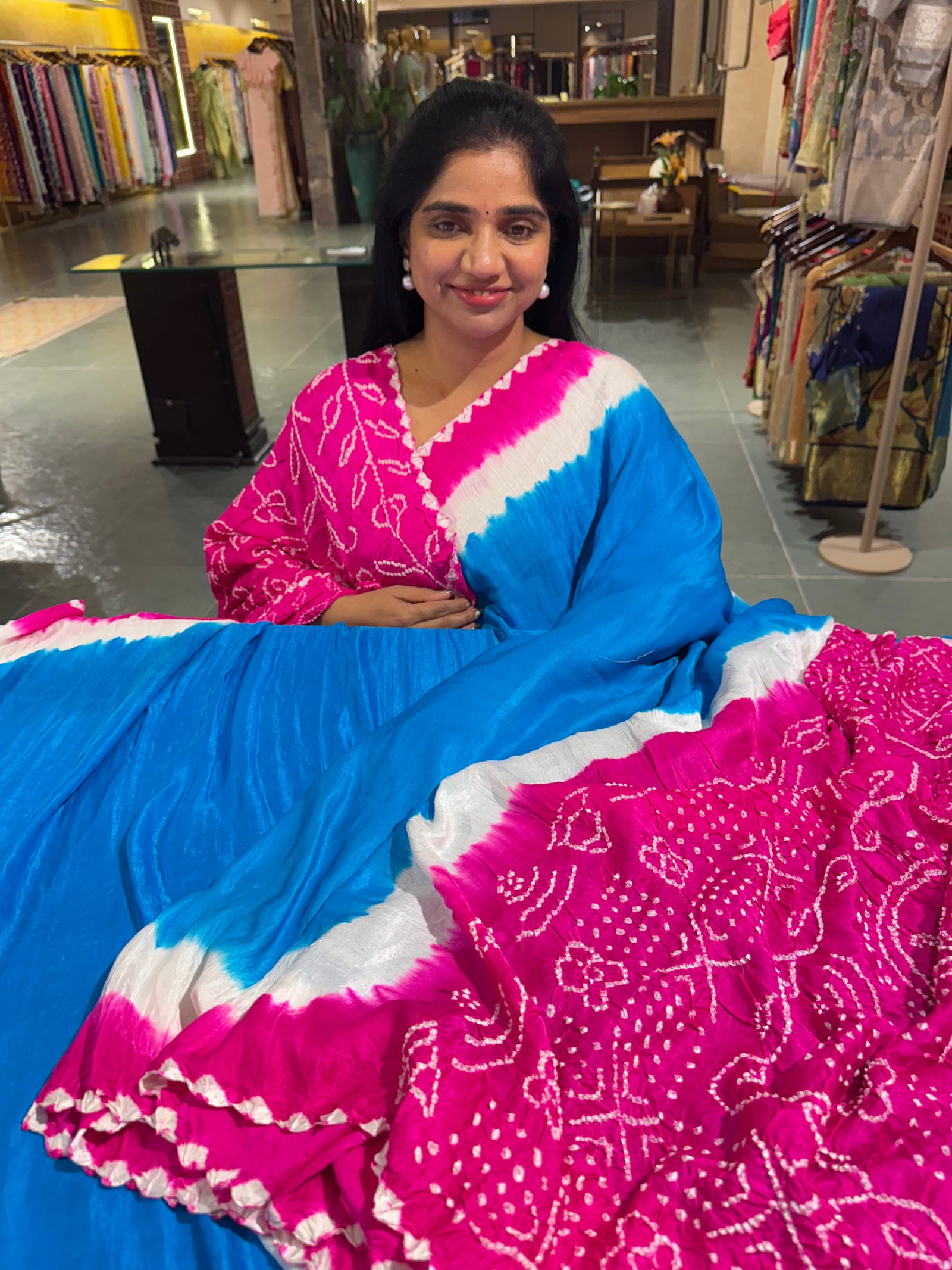 Pure gajji silk saree Rai bandhej Saree