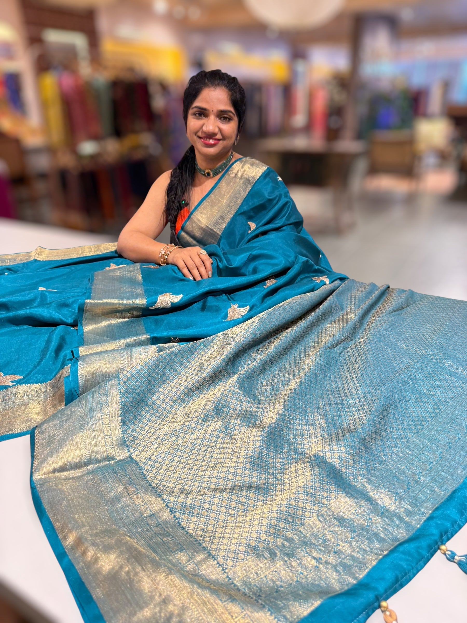 Peacock Blue Kanchi Soft Drape Saree