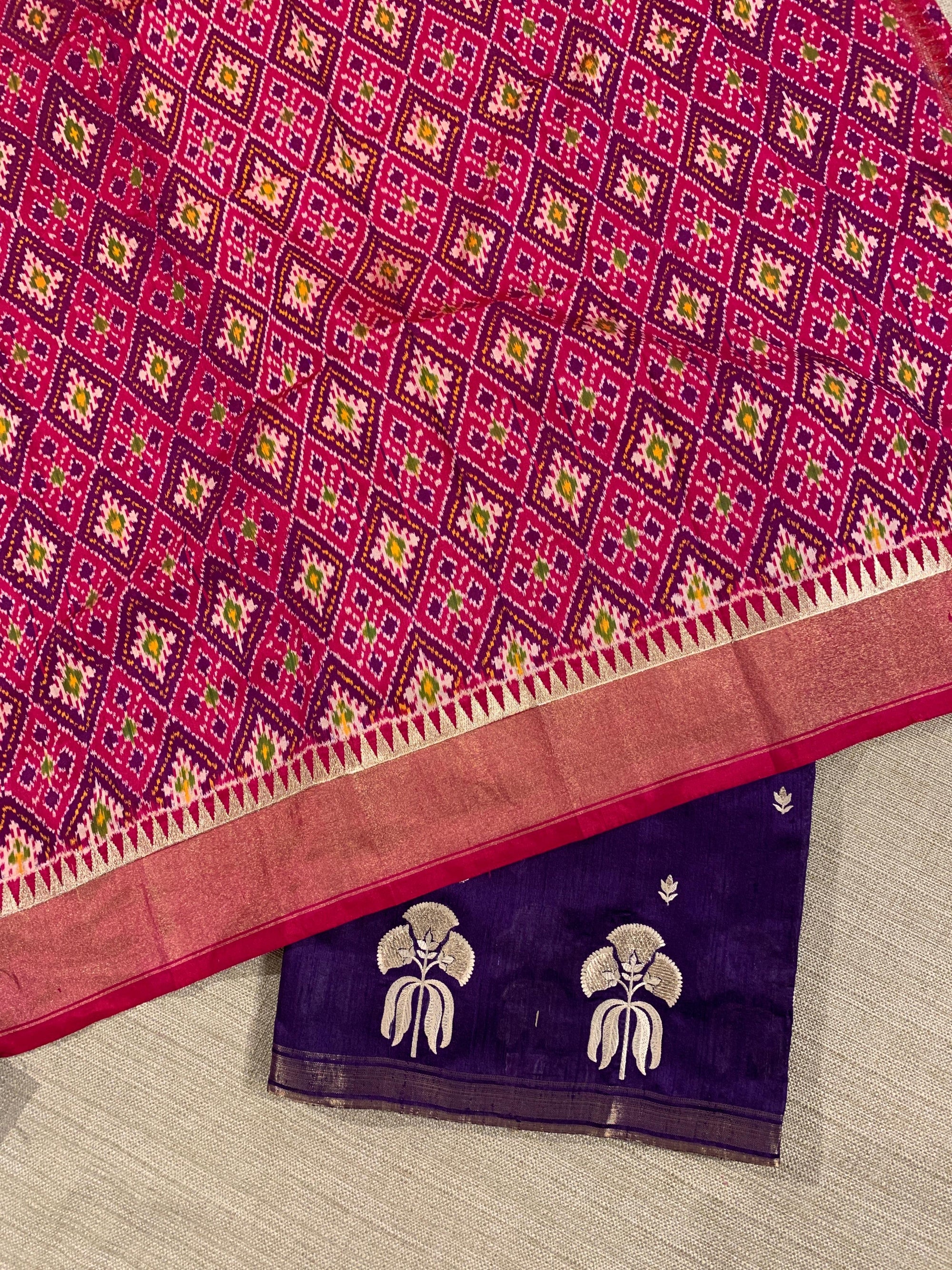Violet Pure Handloom Raw Silk Saree