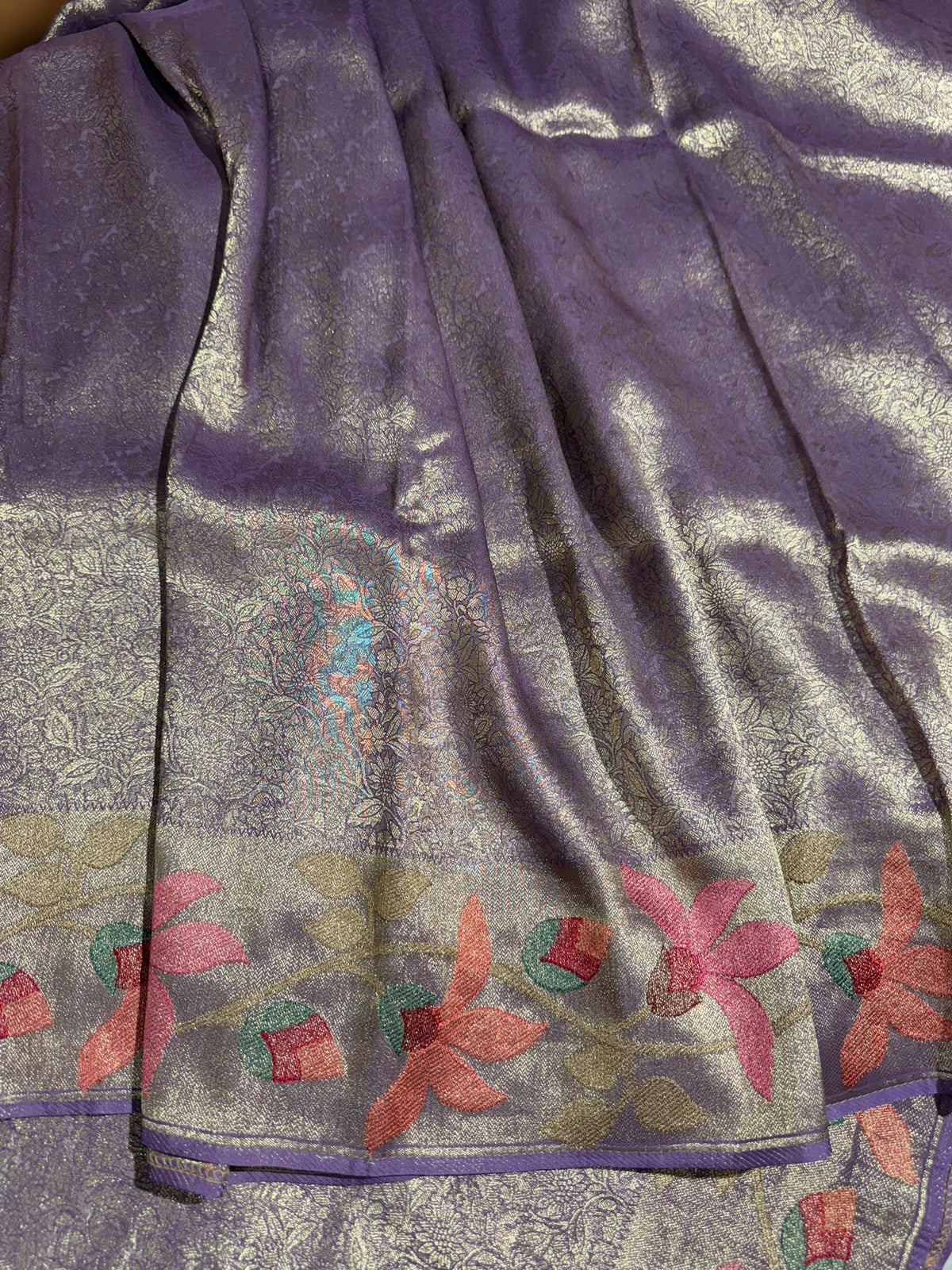 Lilac Banarasi Brocade tissue saree with tonchui style weaving & pythani inspired embroidered border