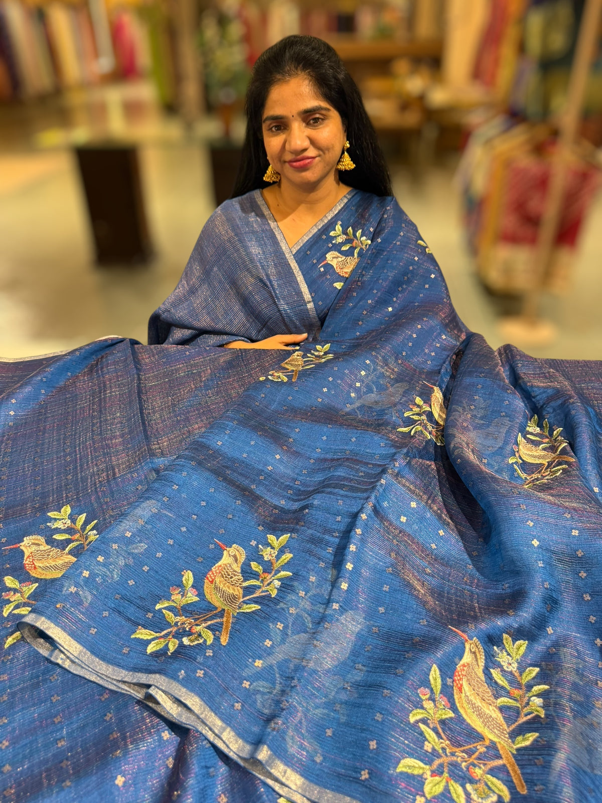 Blue Tussar Kota Saree byloom Saree