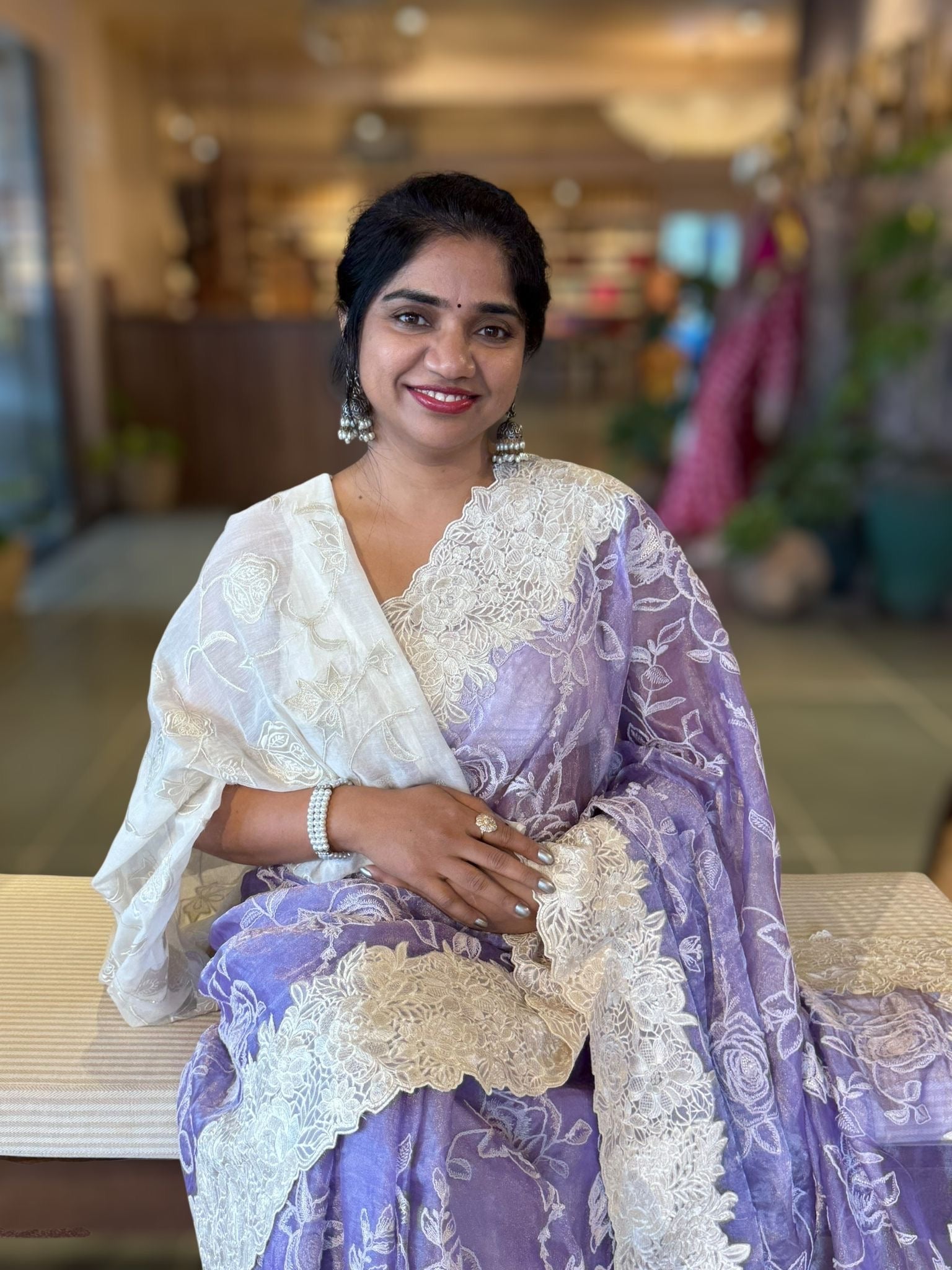 Lilac pure handloom tissue saree
