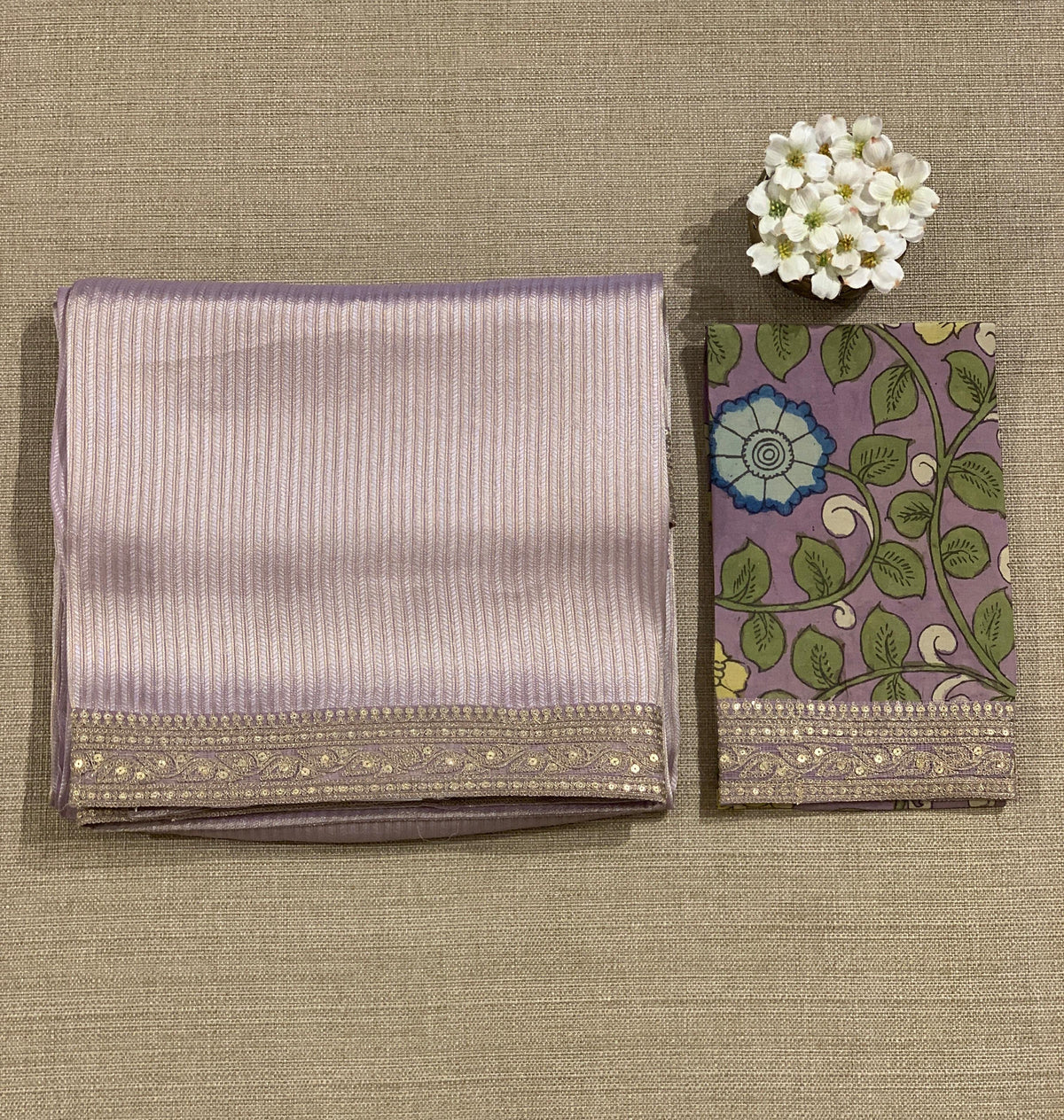 Lilac Banarasi brocade with sabyasachi borders and pen kalamkari Blouses