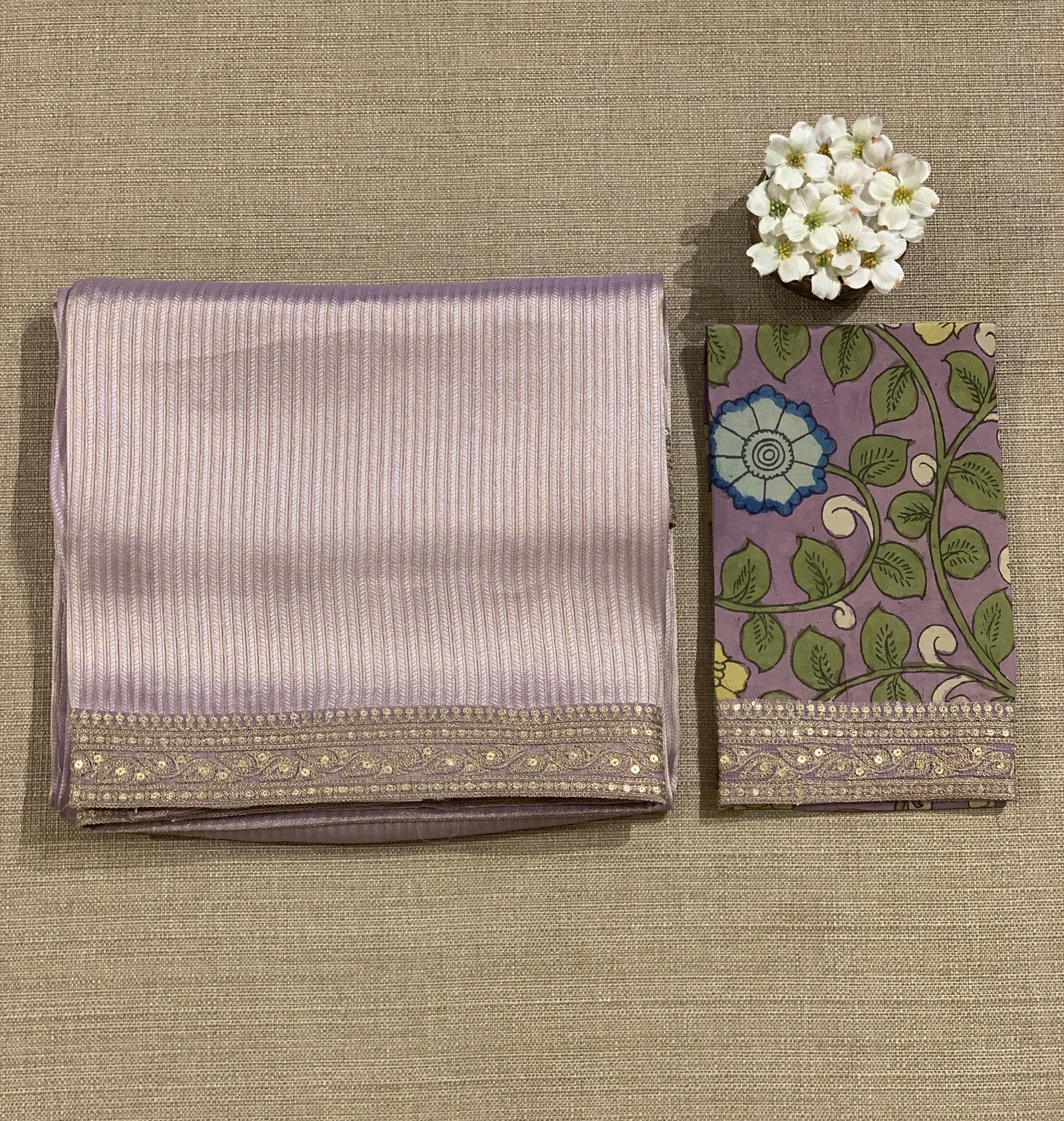 Lilac Banarasi brocade with sabyasachi borders and pen kalamkari Blouses