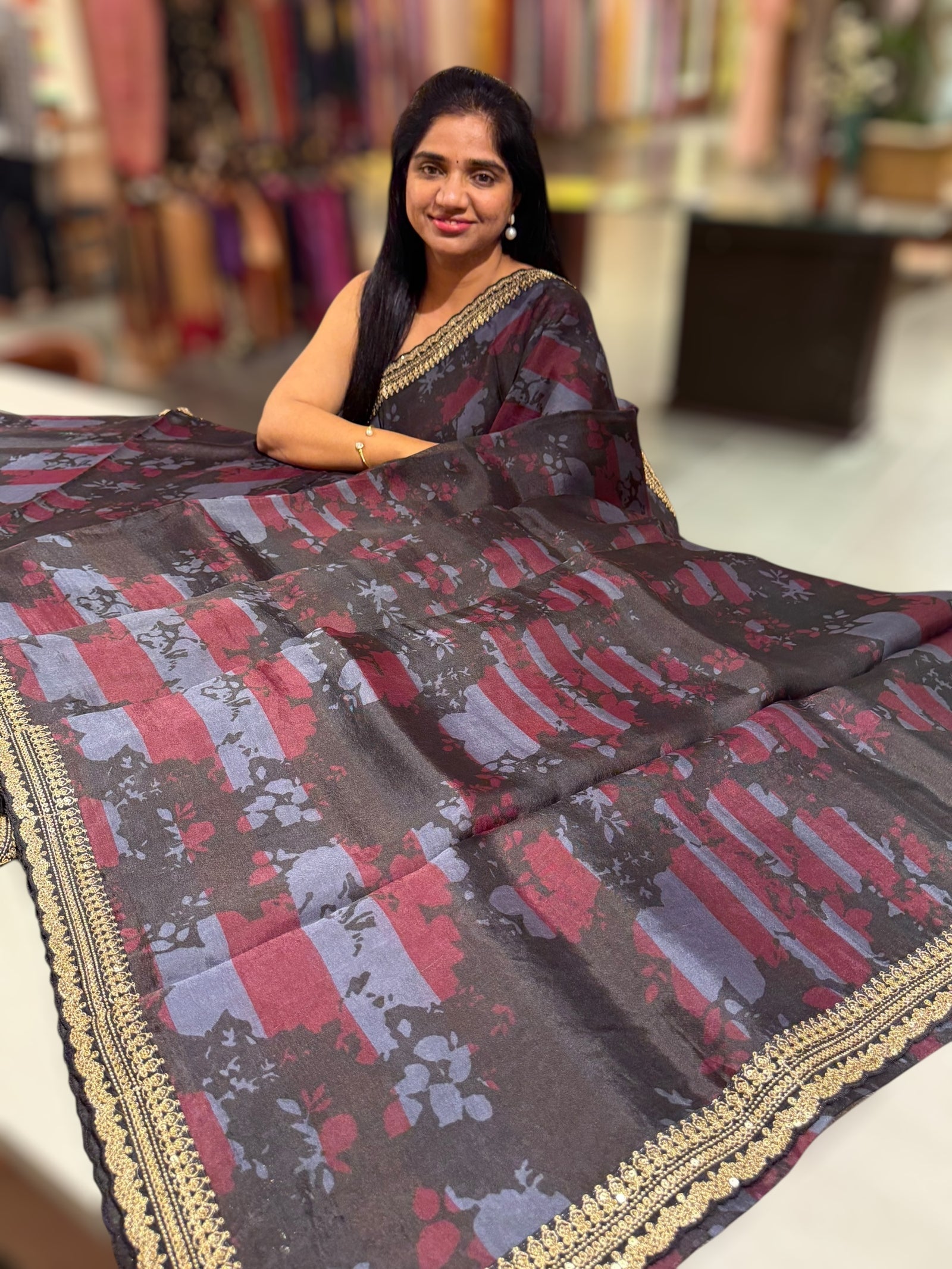 Pure Organza saree with sabhyasachi borders
