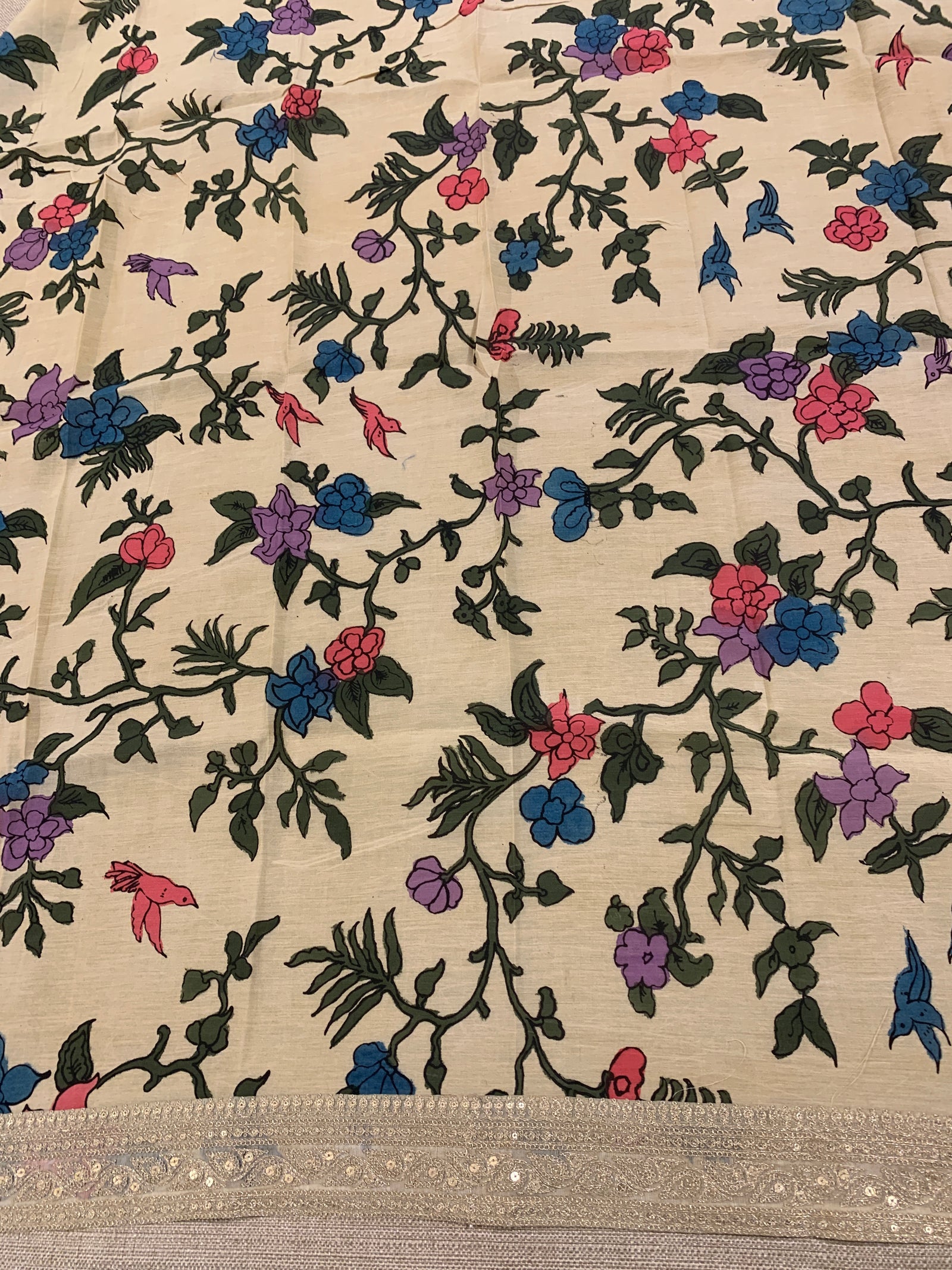 Ivory Banarasi tonchoi with pen kalamkari Blouses