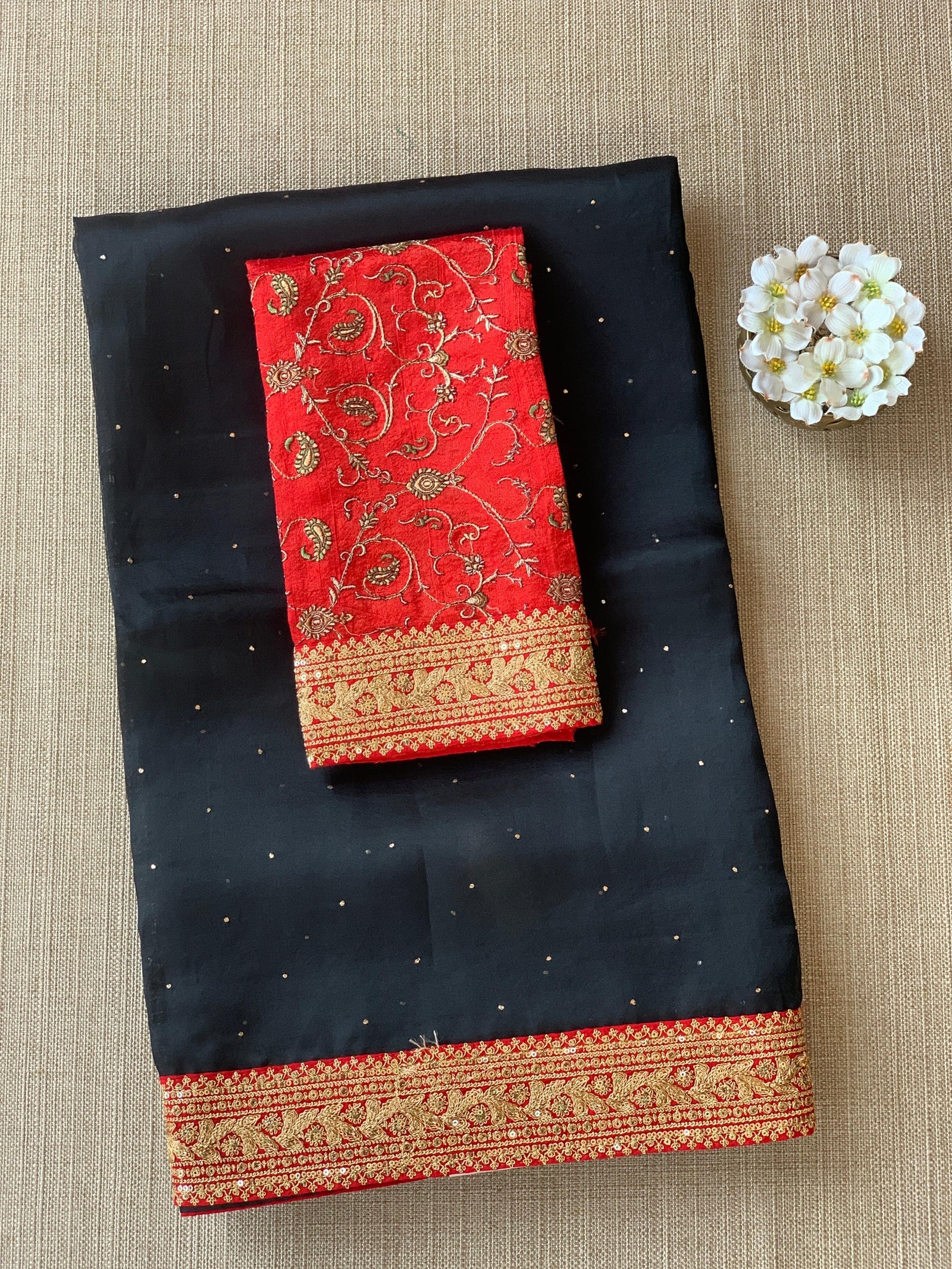 Black Organza with sabyasachi borders