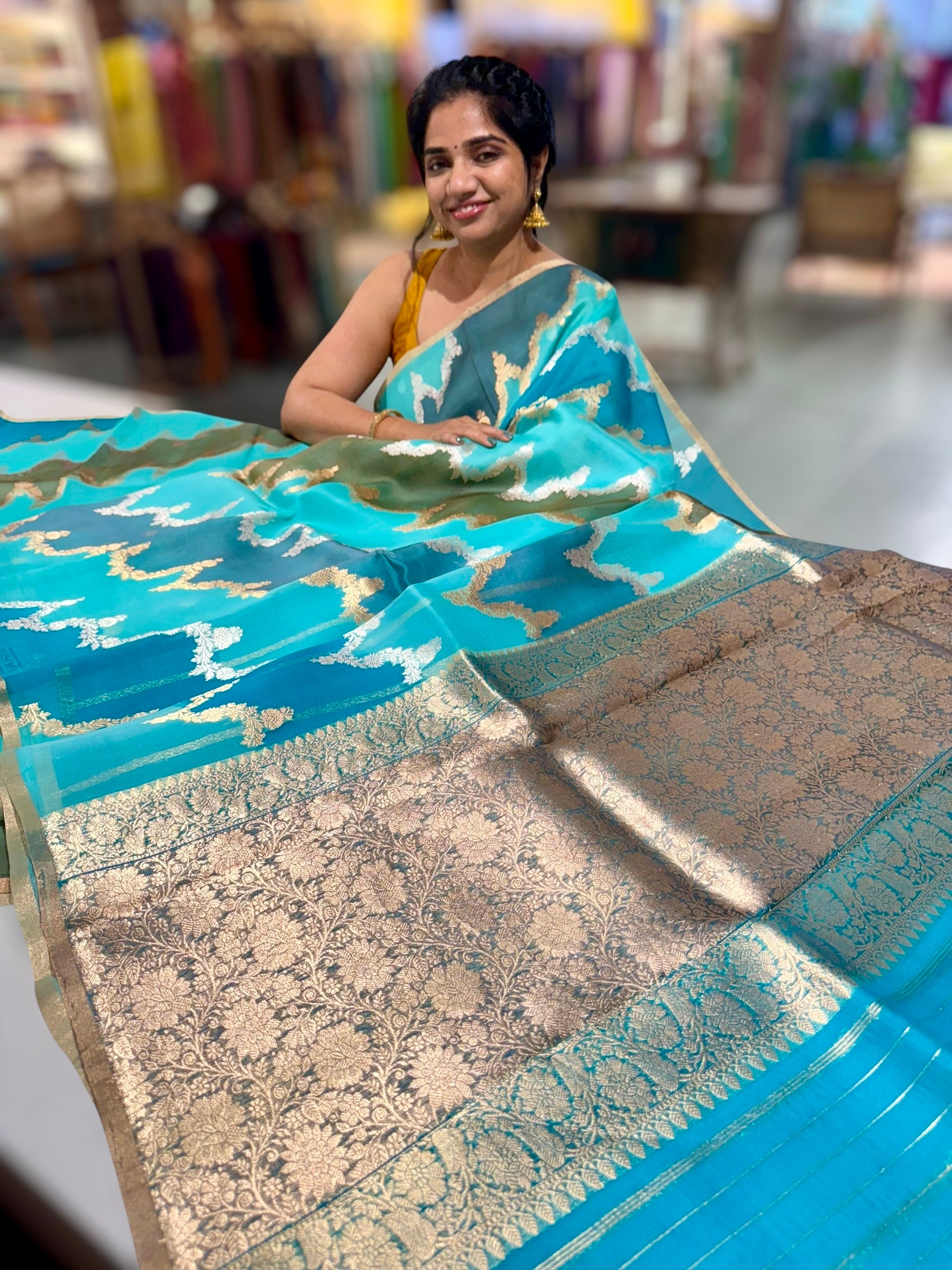 Kora Banarasi Saree in half & half style