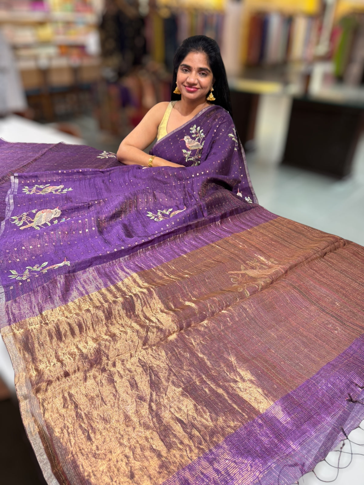 Purple Tussar Kota Saree byloom Saree