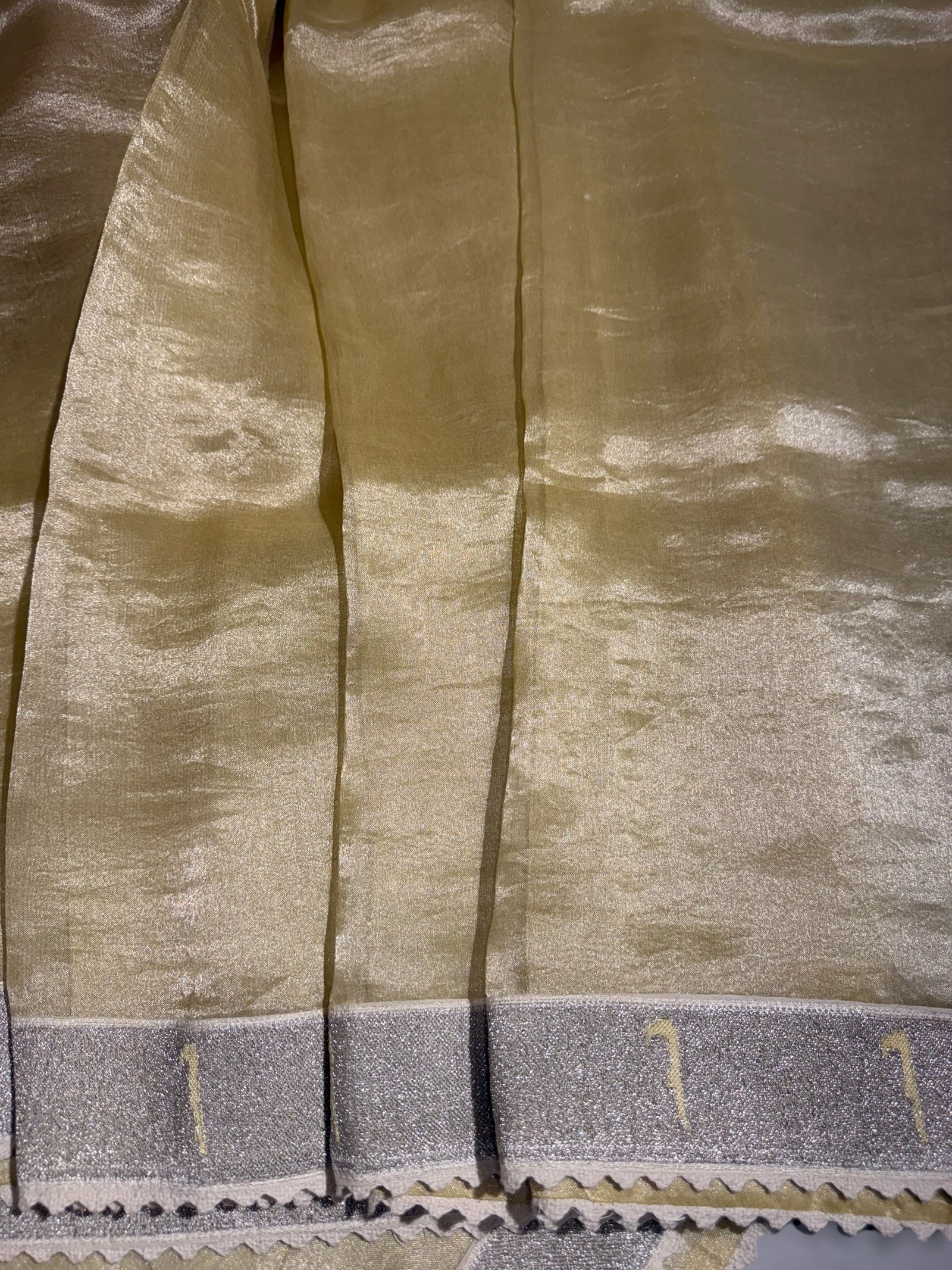 Pastel yellow Tissue Saree with pythani tissue embroidered border